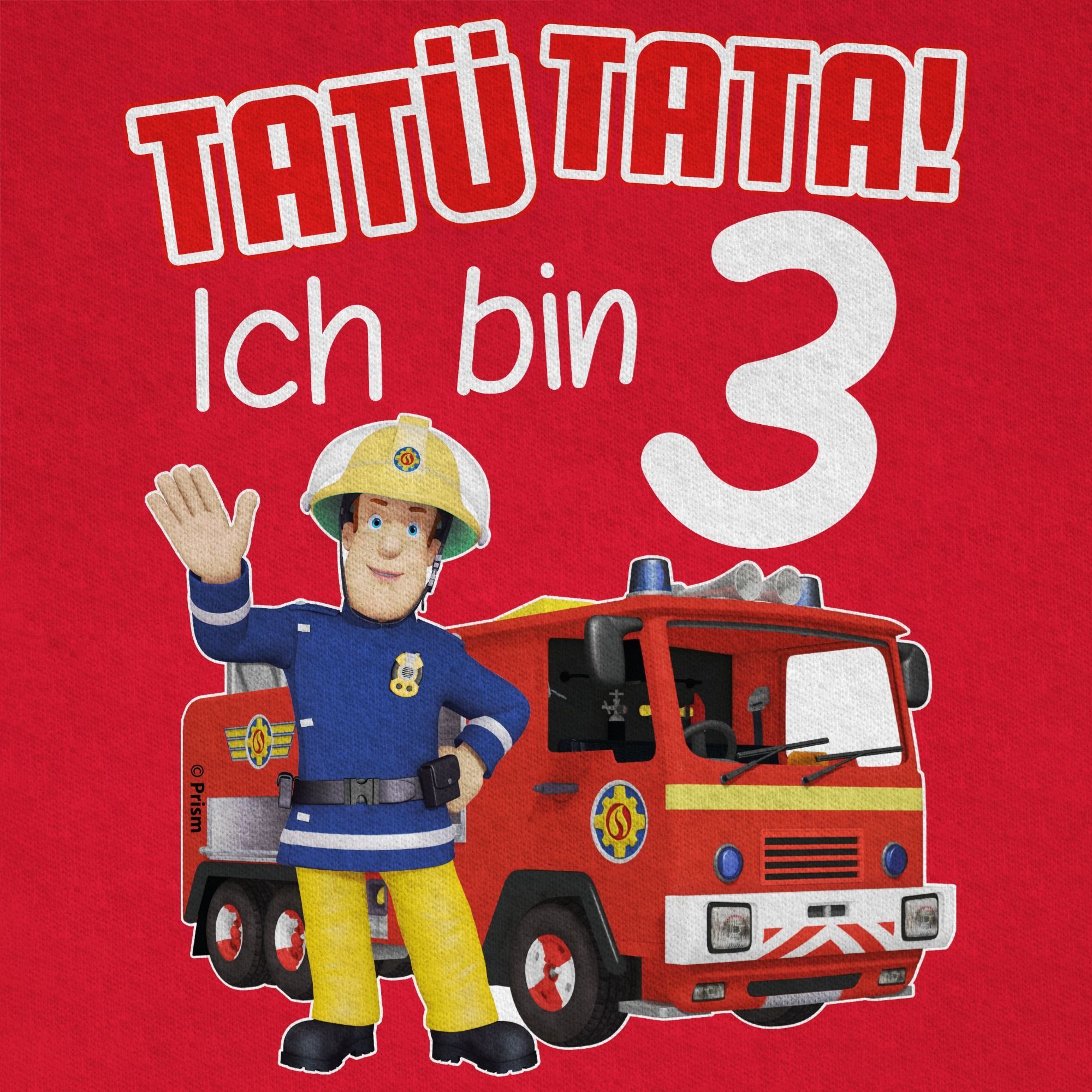 Shirtracer T-Shirt Tatü bin Sam Feuerwehrmann Ich Geburtstag 03 Rot Jungen Tata! 3