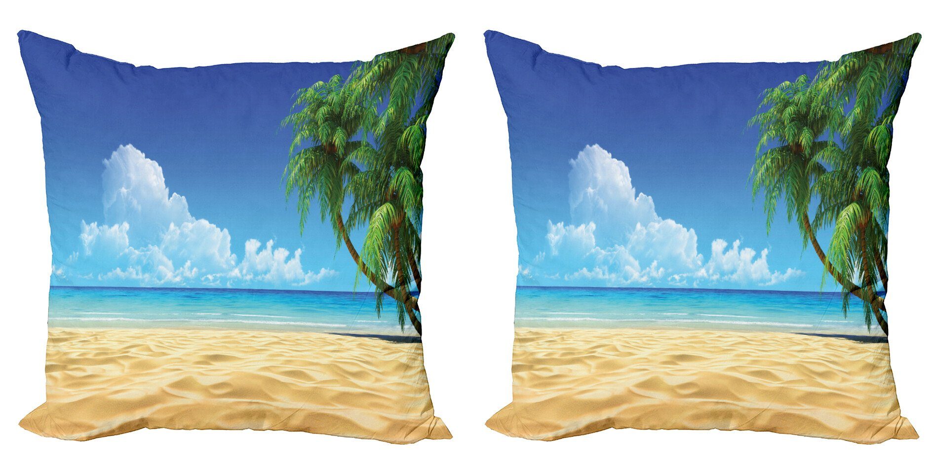 Kissenbezüge Modern Accent Doppelseitiger Digitaldruck, Abakuhaus (2 Stück), Palme Tropische Blätter Strand
