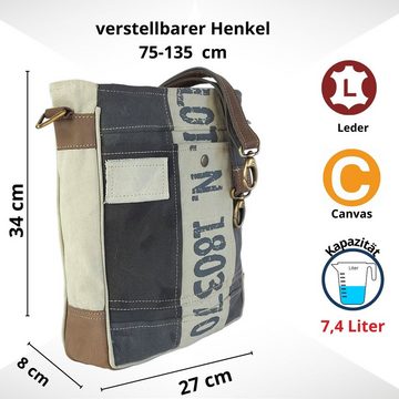 Sunsa Umhängetasche Canvas Vintage Umhängetasche. Tasche für Sie/ Ihn. Damen/ Herren Handtasche in Retro Still, Echt Leder abnehmbarer Schulterriemen