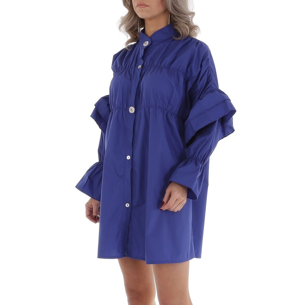 Damen Ital-Design Freizeit Blusenkleid Blusenkleid Blau Rüschen in