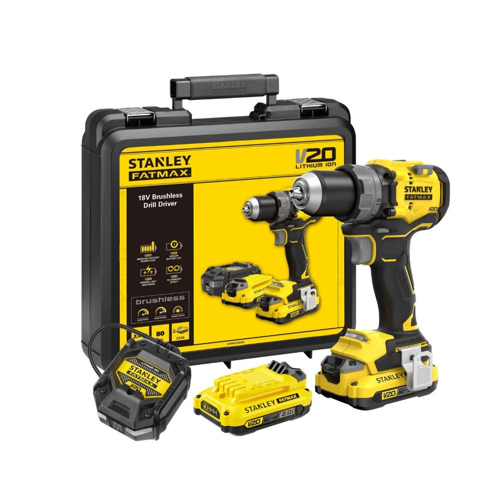STANLEY Akku-Schrauber SFMCD725D2K-QW Akku-Bohschrauber 18V, robust, handlich