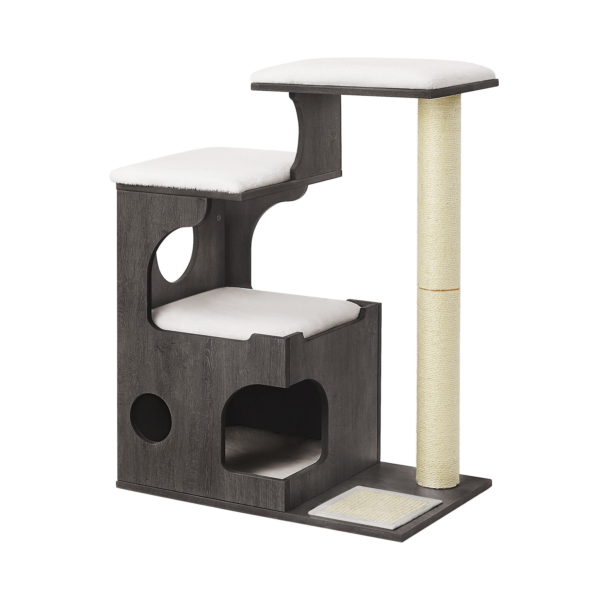 FEANDREA Kratzbaum Liegeflächen, 86 cm hoher Katzenbaum, mit Höhle, und Sisal-Kratzmatte, Säule von FEANDREA