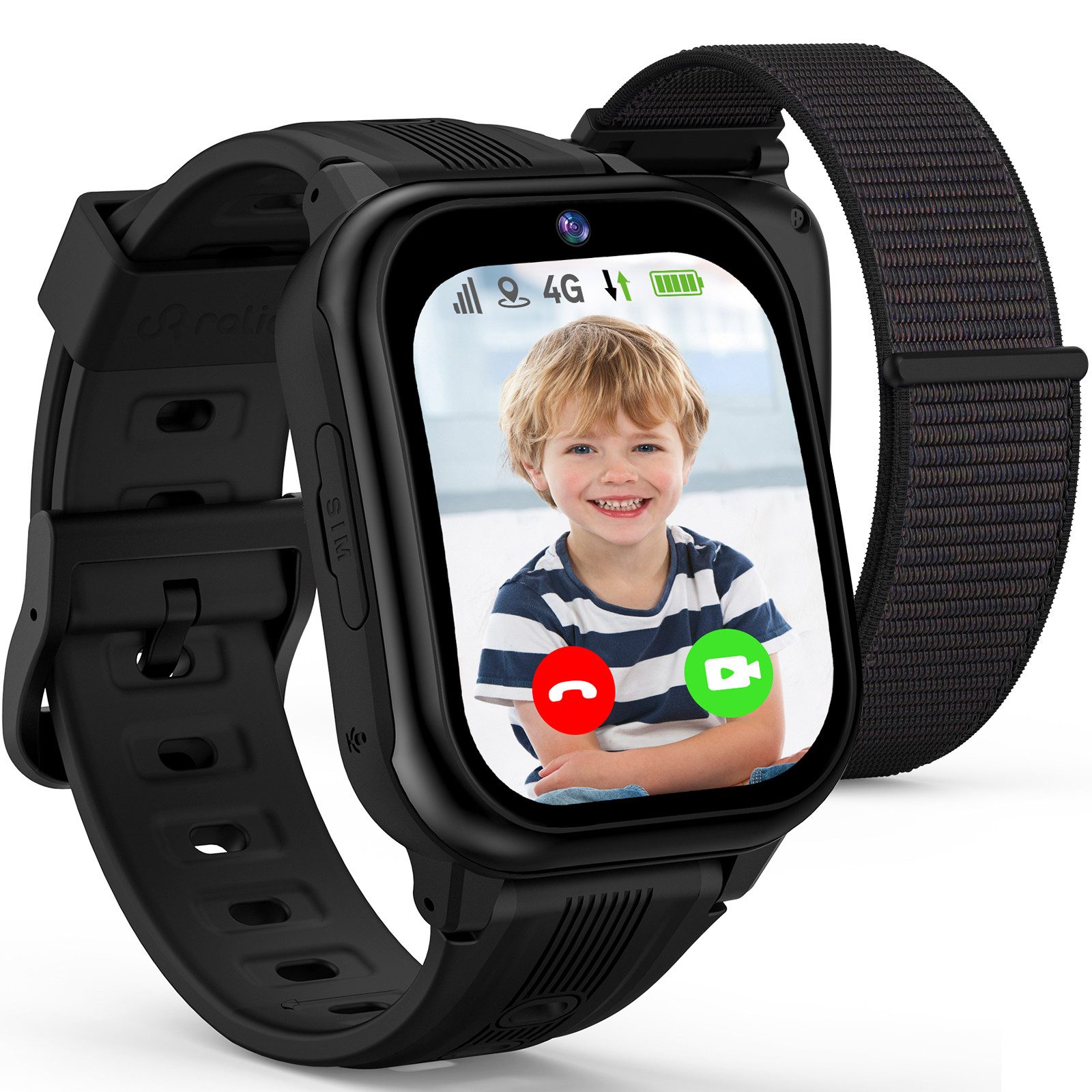 Ralio R5 Plus 4G Smartwatch Kinder, Kinderuhr mit gebogenes Ultra-HD Display Smartwatch (gebogenes Ultra-HD-Display cm/1.7 Zoll) 3 Tage Akkulaufzeit, GPS-Ortung, Kinderuhr mit HD-Videoanrufen, Schulmodus, SOS, Familien-Gruppenchat und mehr, Zwei Armbänder (hautfreundliches Silikon & hypoallergenes Nylon), Kinder Watch für Mädchen Jungen 3-16 Jahre – Geschenk für kinder