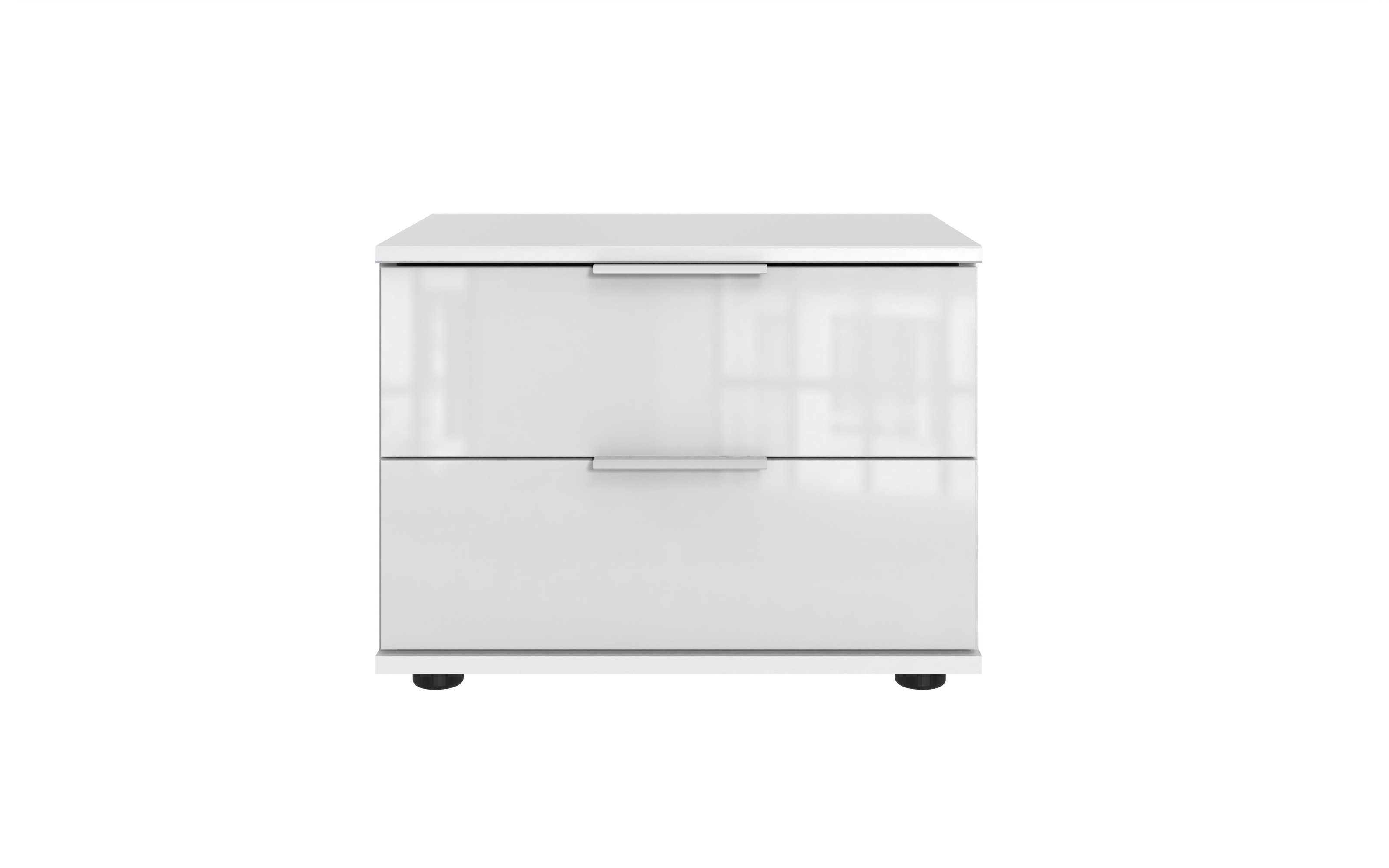 Nachtschrank in WEISS + GLAS WEISS - 52x40x38cm (BxHxT)