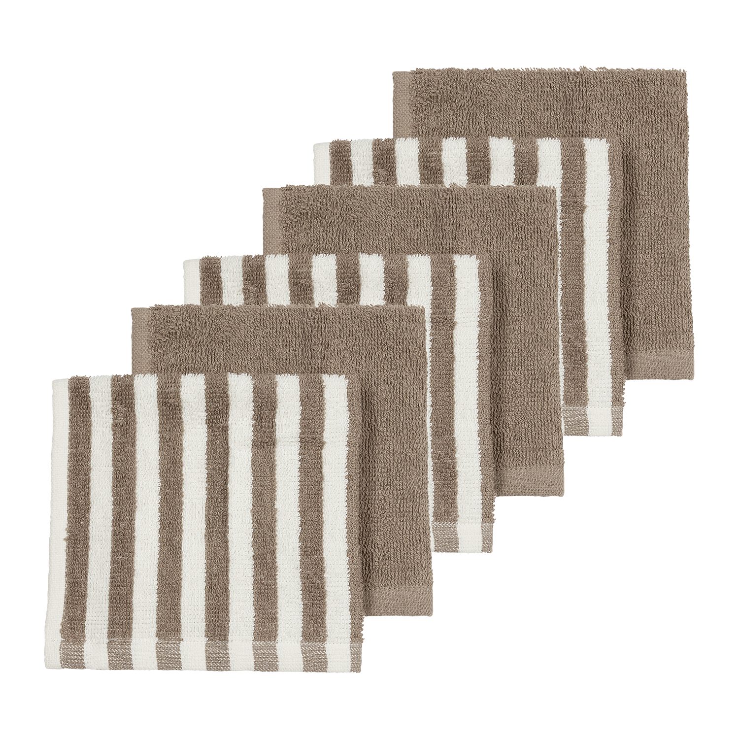 Meyco Baby Spucktuch Fat Stripe Taupe, (1-tlg), 30x30cm - 6-Pack