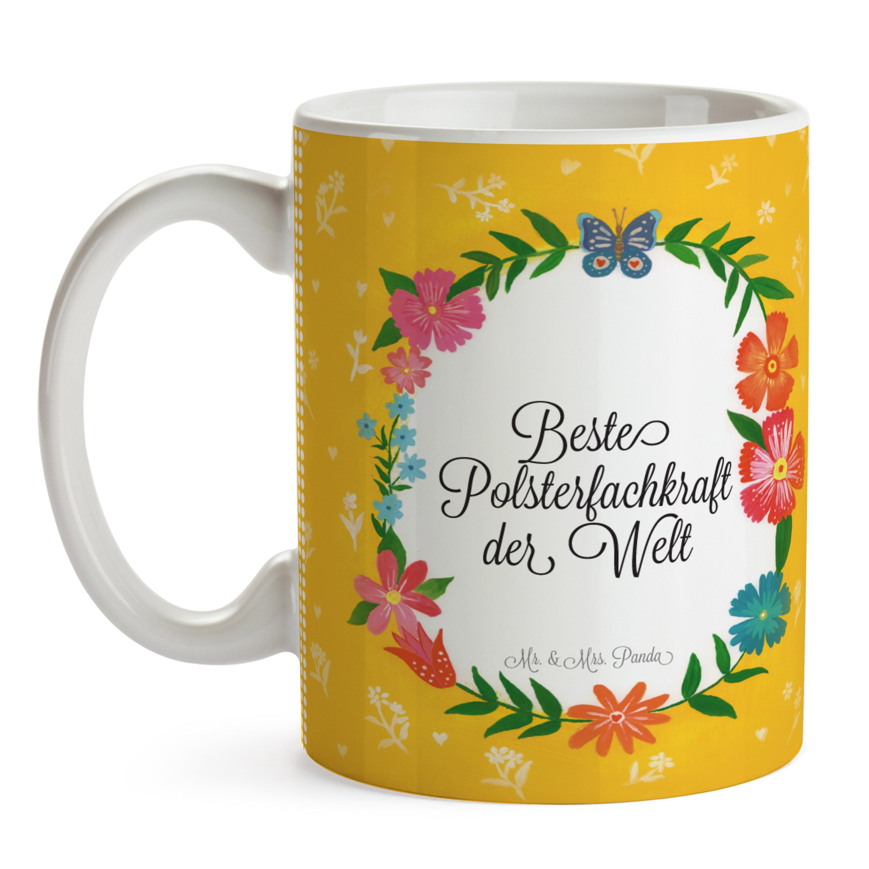 Mr. & Mrs. Panda Tasse Polsterfachkraft - Geschenk, Bachelor, Keramiktasse, Abschluss, Tasse, Keramik