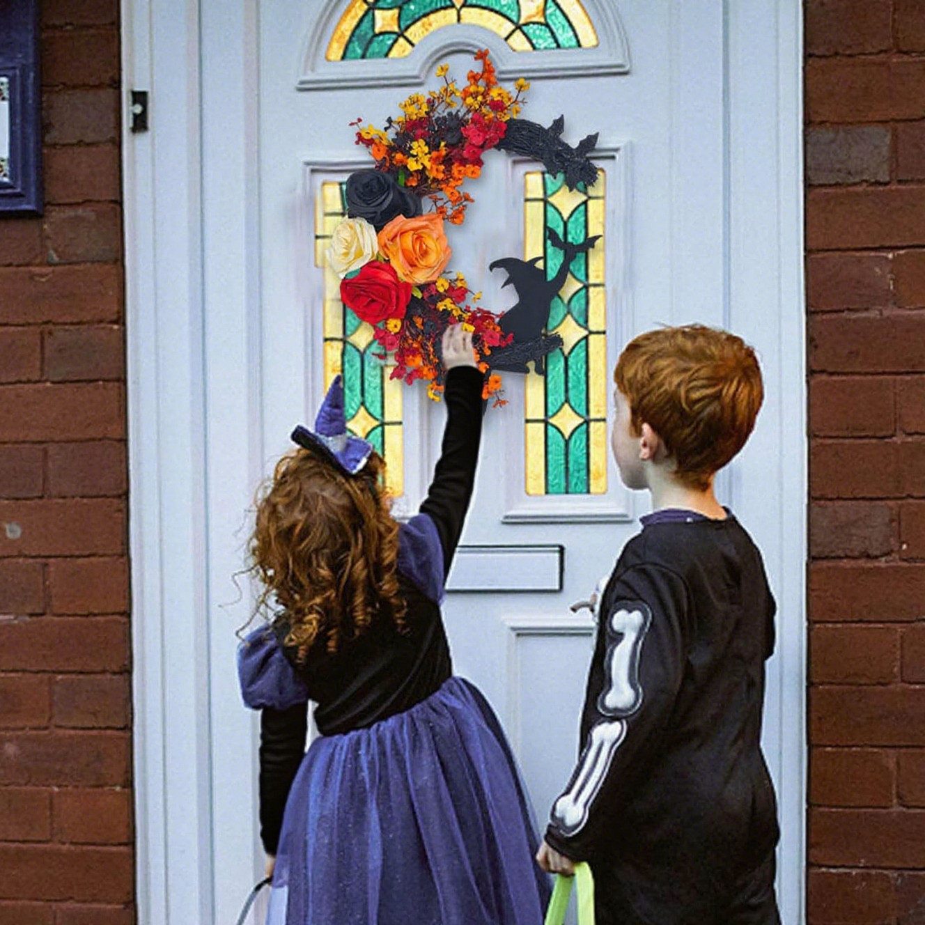 Kunstkranz Türkranz Halloween Deko Herbstdeko Herbstkranz mit Led Licht, Co günstig online kaufen