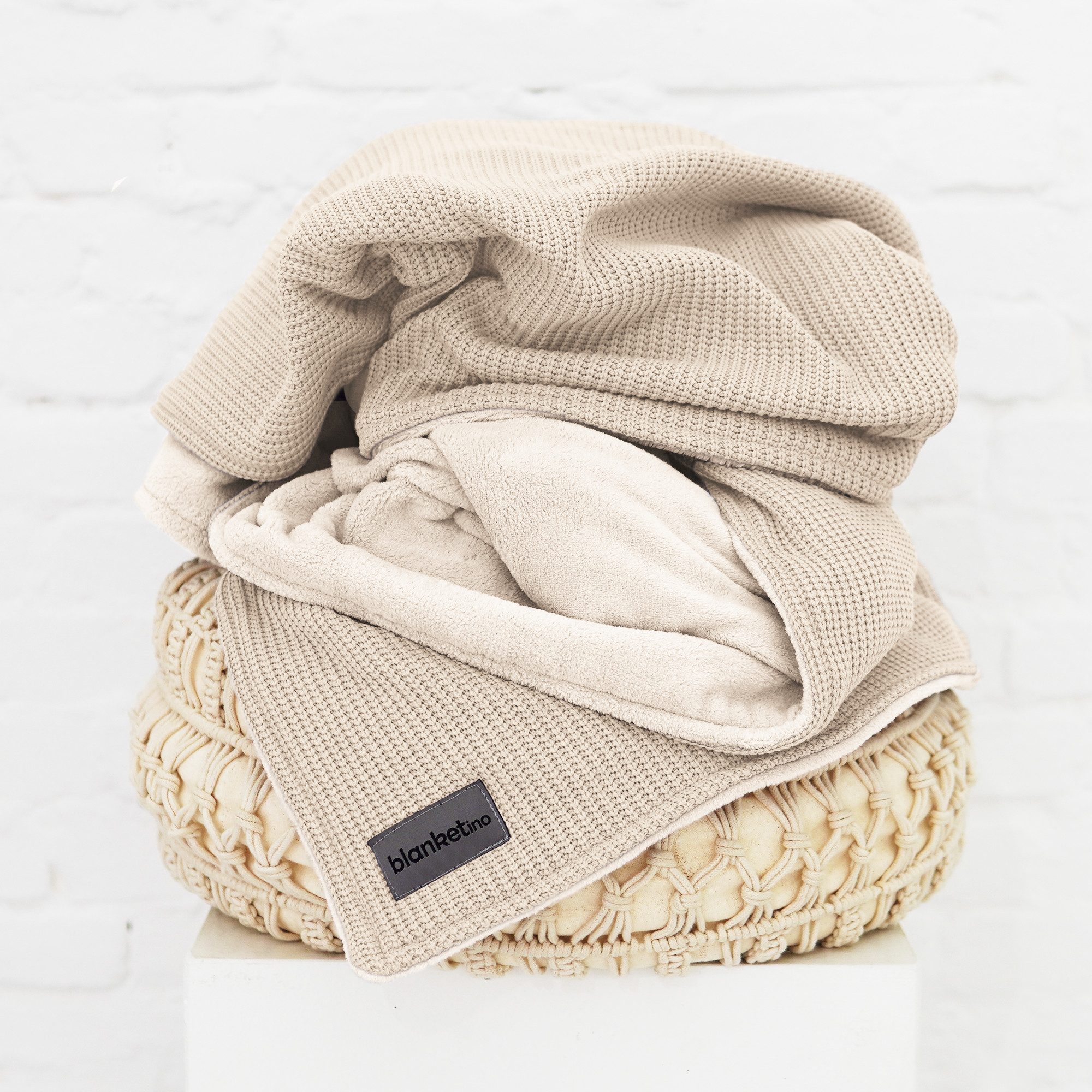 Wohndecke flauschige Kuscheldecke, wärmende Couchdecke im Strick Design, bl günstig online kaufen