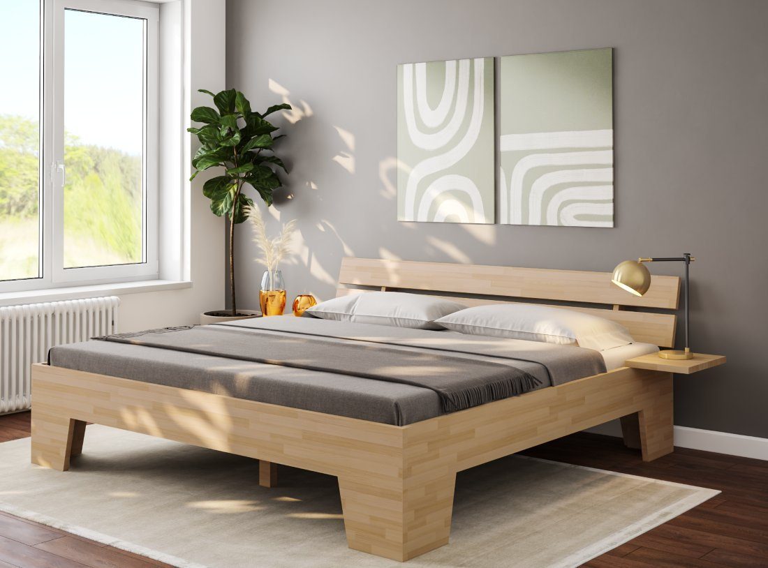 bv-vertrieb Bett Doppelbett Komfortbett erhöhtes Bett Buche Hotelbett  Holzbett Senioren