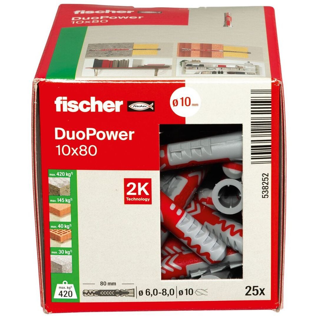 Fischer Universaldübel Allzweckdübel DuoPower 10 x 80, (25-tlg)