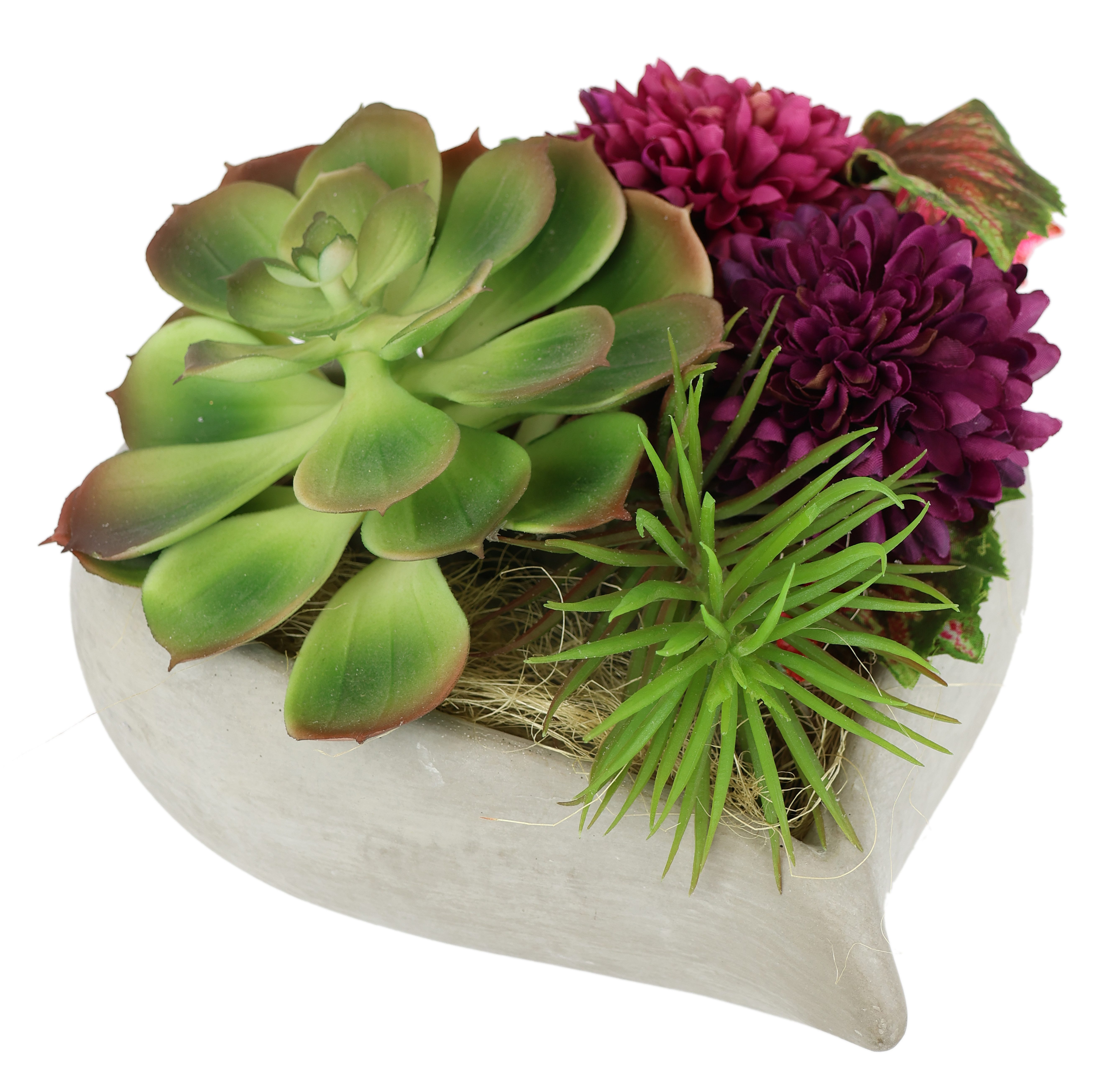 Kunstblume Succulenten/Zierkohl, I.GE.A., Höhe 16 cm, im herzförmigen Topf