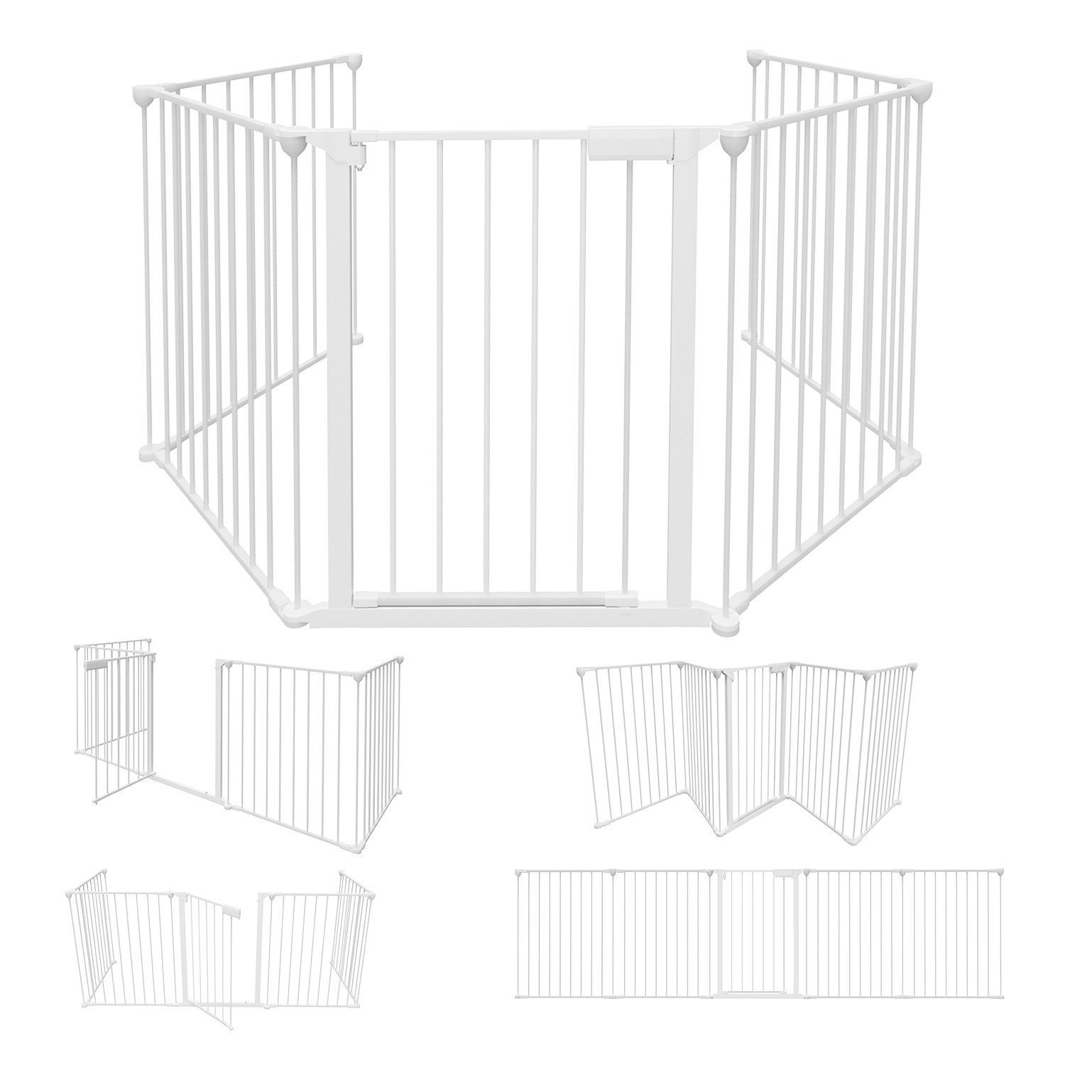 Clanmacy Kamingitter Kaminschutzgitter mit Tür 310cm,5teilig,Weiß, Metall,f günstig online kaufen