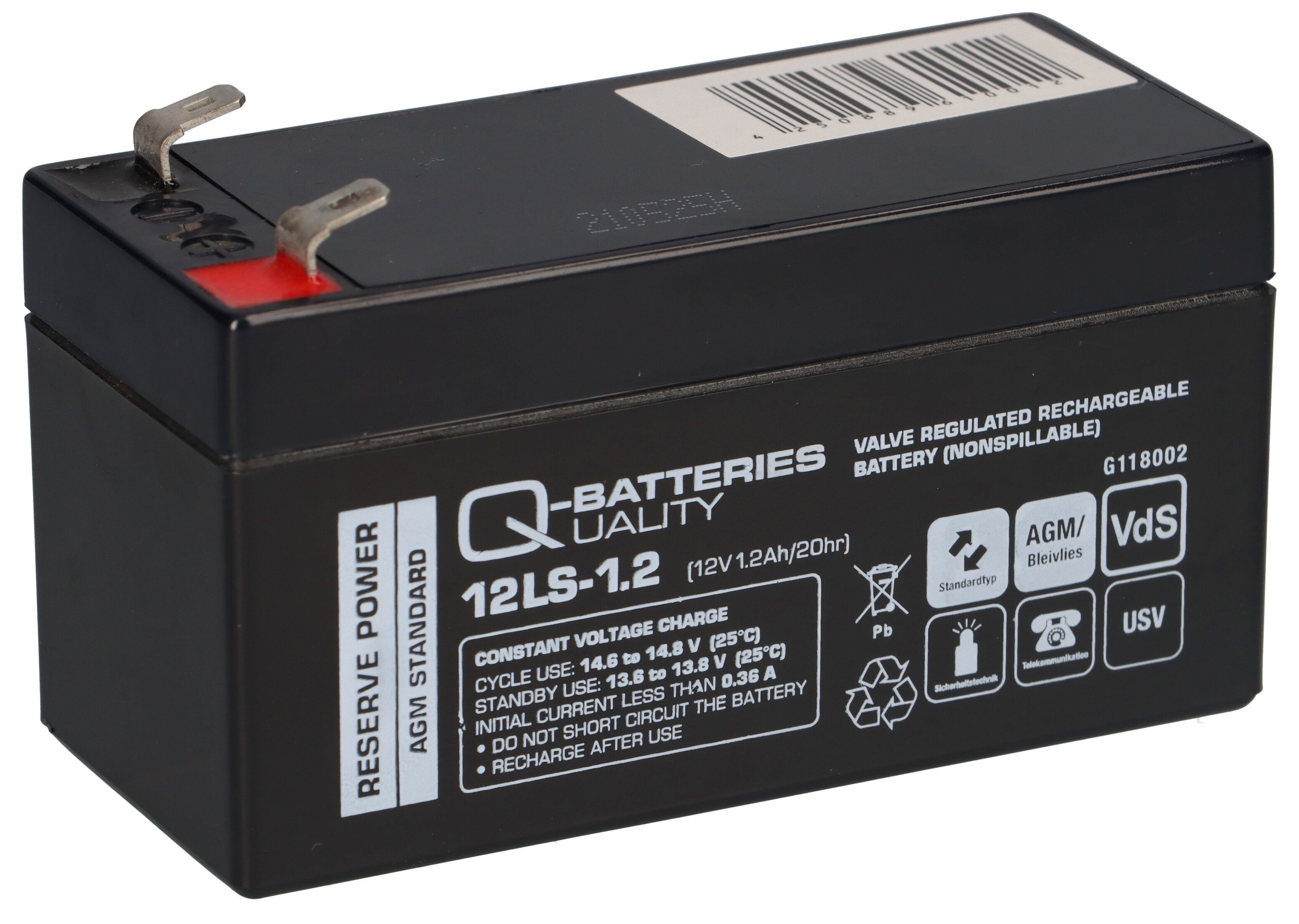 Q-Batteries Q-Batteries 12LS-1.2 12V 1,2Ah Blei-Vlies Akku / AGM VRLA ...