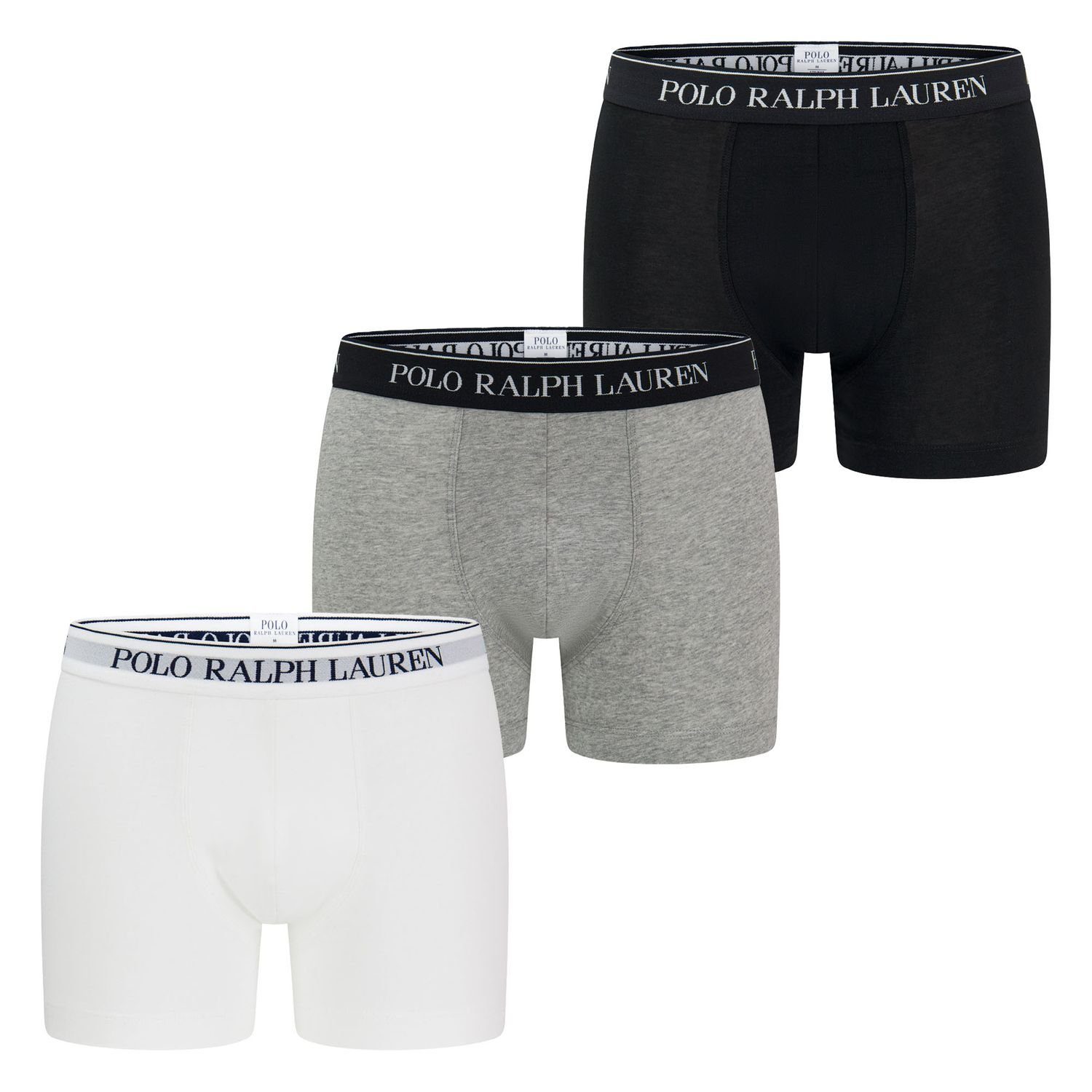 TRUNK 3er Boxershorts Lauren Ralph Polo 3PK BLK/ANDOVER Logo WHITE/POLO 003 (3-St) mit Pack CLASSIC Webbund HTR