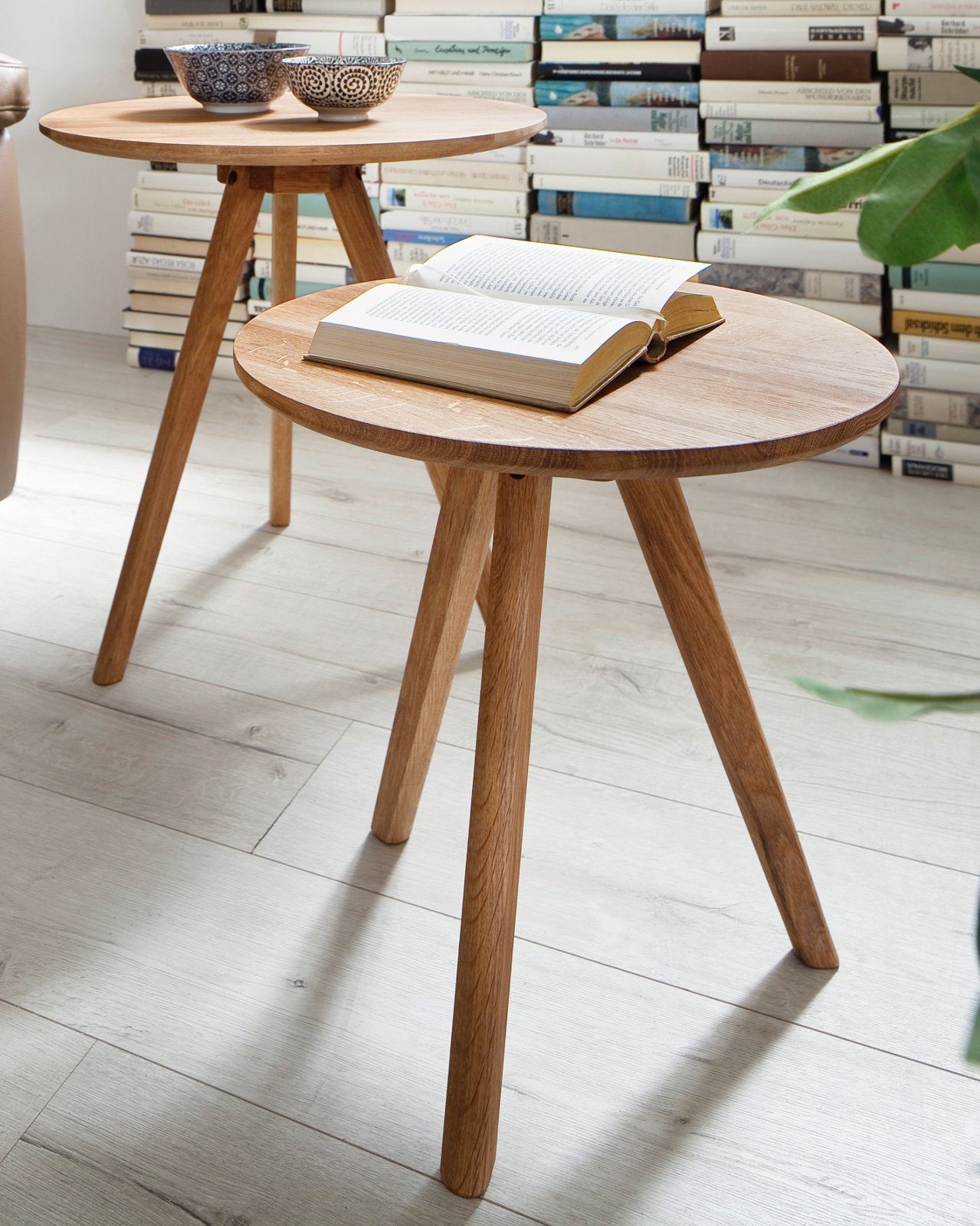 MCA furniture Beistelltisch Genny (Couchtische 40 und 45 cm, 2er-Set), Asteiche vollmassiv, geölt | Couchtische