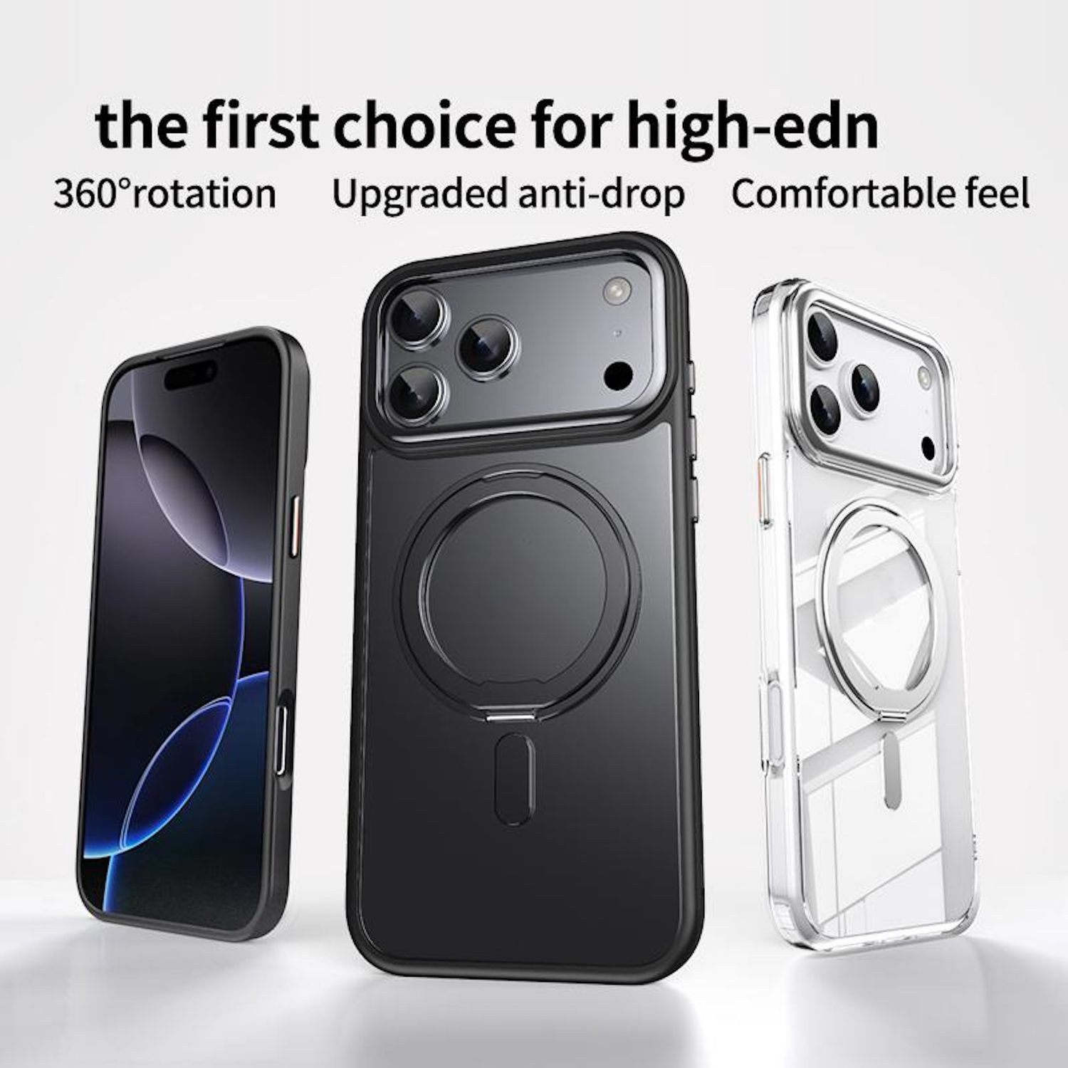 Wigento Handyhülle MagSafe für Apple iPhone 18 Pro Max / 17 Pro Max 360 Grad Dreh Ring, Magnetische Hülle mit Ringhalter und 360 Grad Rotation – Bild 3 von 5
