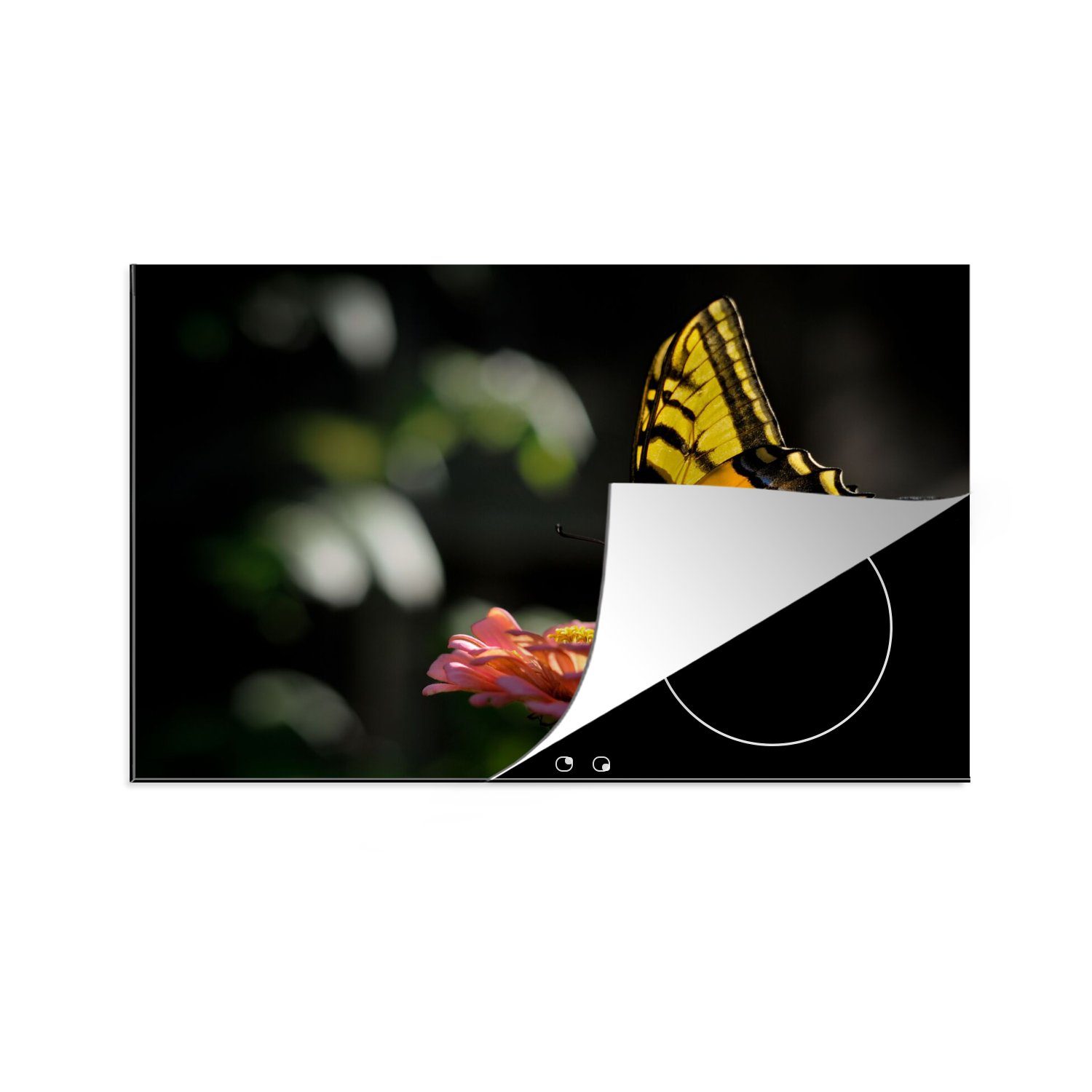 Botanisch Vinyl, tlg), Induktionskochfeld - küche, Blume, Herdblende-/Abdeckplatte Schmetterling für Ceranfeldabdeckung MuchoWow cm, Schutz (1 die 80x52 -