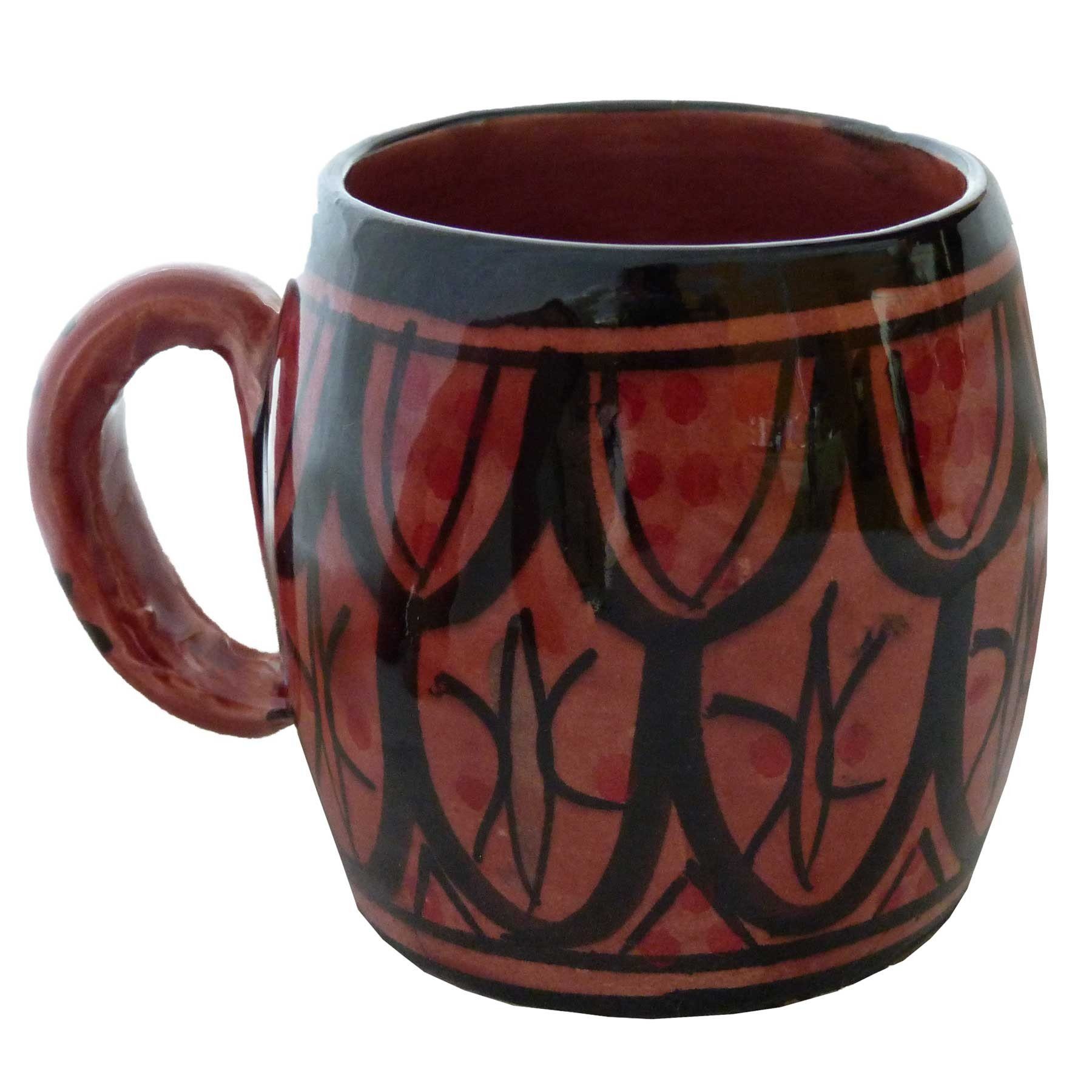 SIMANDRA Tasse Keramik Tasse Klein marokkanische Bemalung handbemalt, Keramik Rot