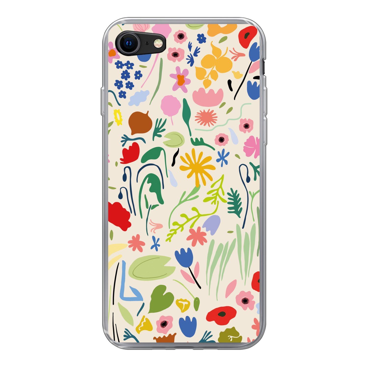 MuchoWow Handyhülle für Apple iPhone 8 Blumen - Muster - Pflanzen, Smartphone-Bumper, Print, Handy Schutzhülle Dünn