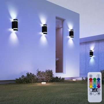 etc-shop Außen-Wandleuchte, Leuchtmittel inklusive, Warmweiß, Farbwechsel, Wand Lampe Garten Außen Leuchte Terrassen Strahler