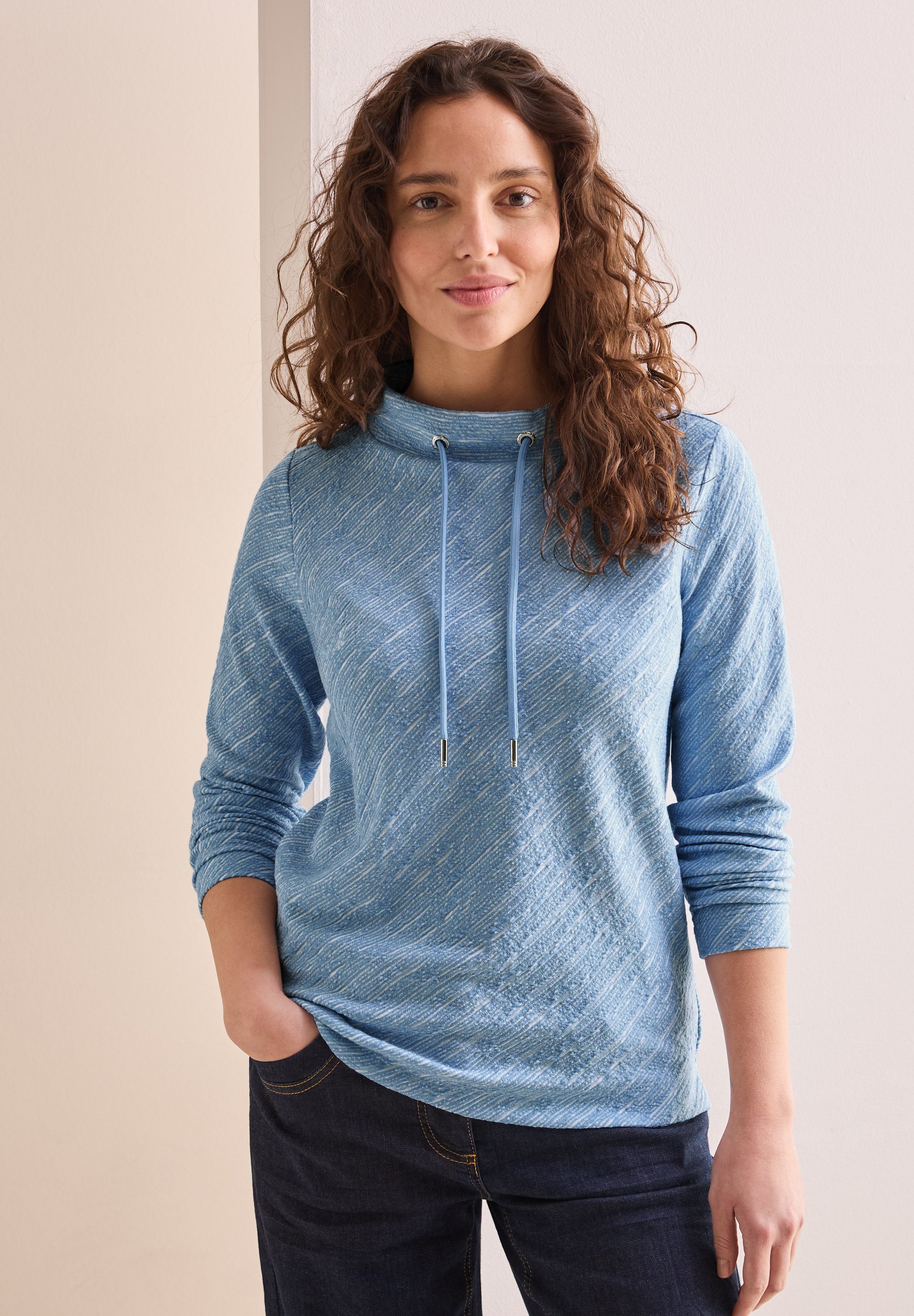 CECIL Langarmshirt aus elastischem Materialmix