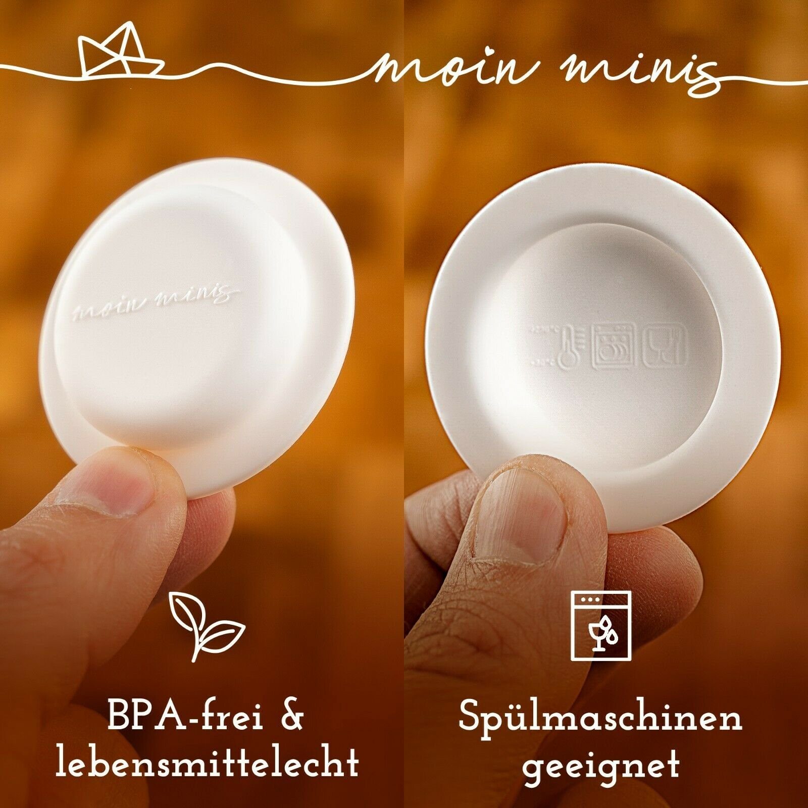moin minis Babyflasche moin minis 4er Set Verschluss-Deckel / Plättchen für NUK-Flaschen