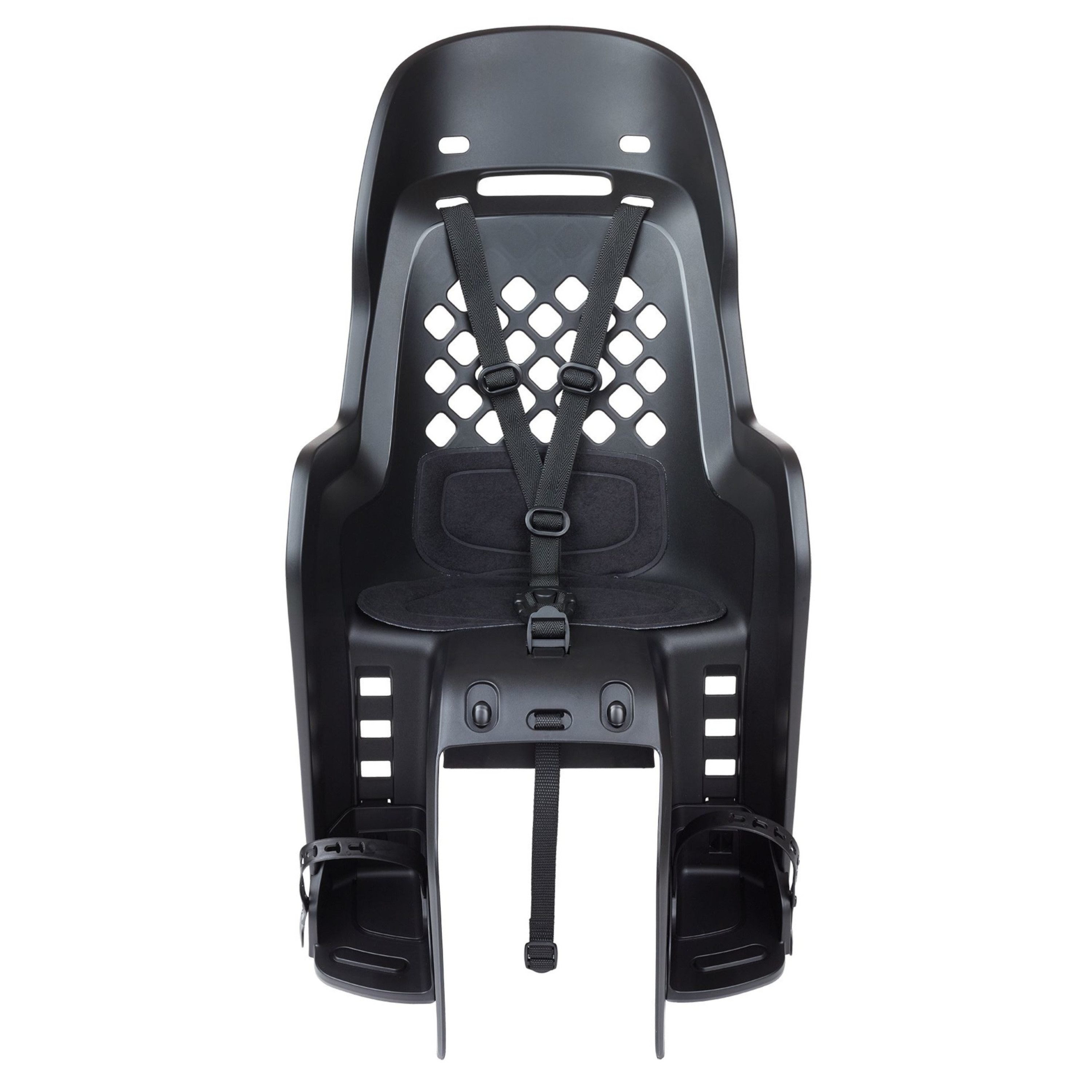 Polisport Fahrradkindersitz Joy Black Serie 75102107 Gepäckträgerbefestigung, 3-Punkt-Gurt, ab: Maximales Kindergewicht: 35 kg, Mindestgröße ca. 110 cm