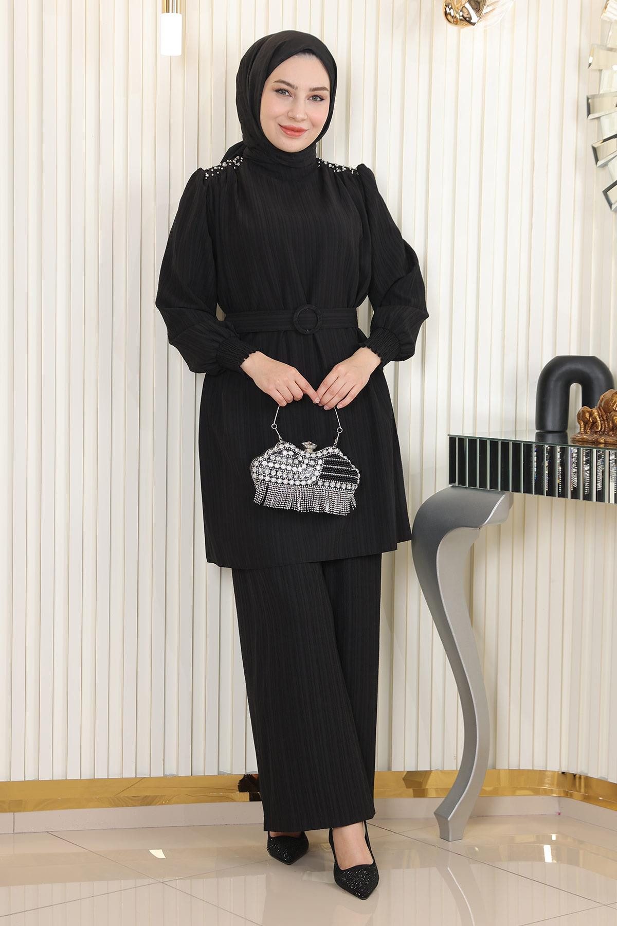 MODAMİHRAM Tunikakleid Stein Detailgürtel Set günstig online kaufen