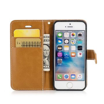 König Design Handyhülle Apple iPhone 5 / 5s / SE, Apple iPhone 5 / 5s / SE Handyhülle Bookcover Blau