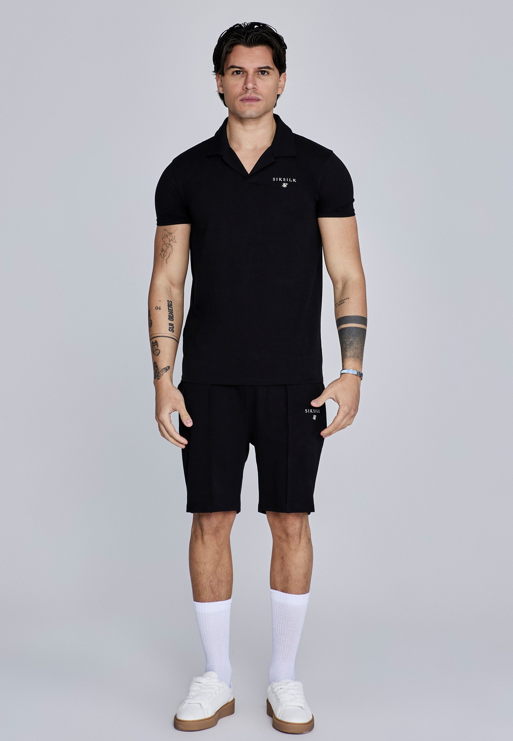 Siksilk Poloshirt SikSilk Herren Schwarzes Polo und Shorts Set günstig online kaufen