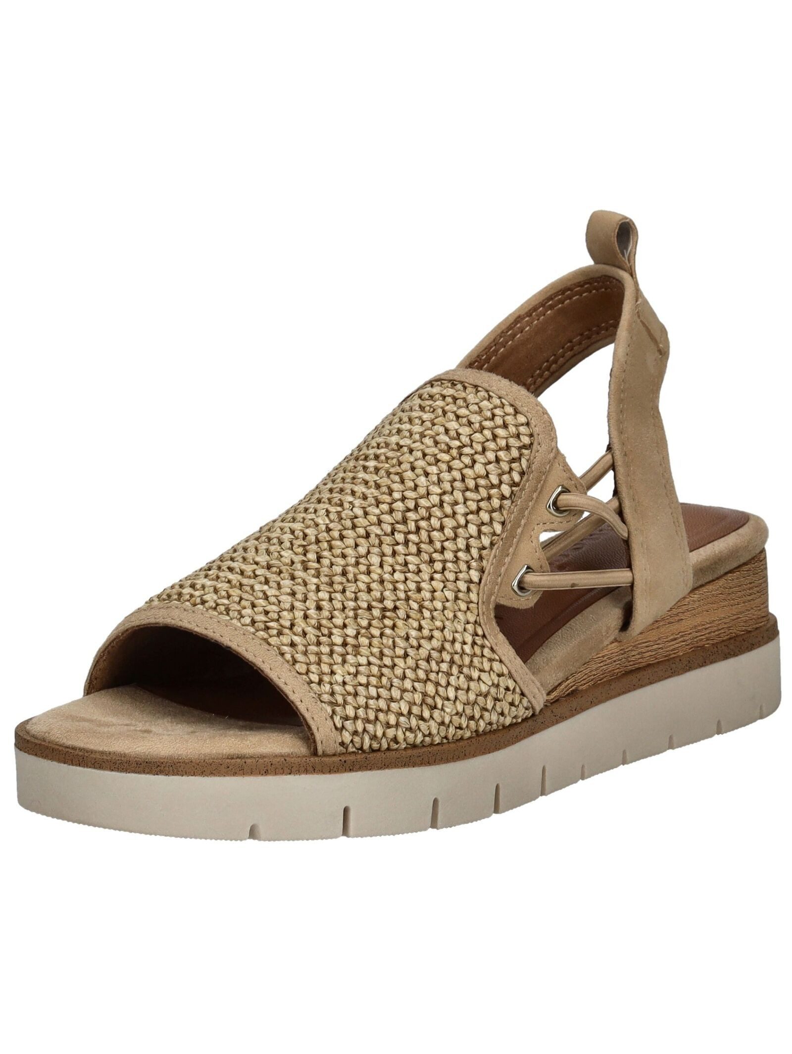 Sandalen Leder/Textil . Keilsandalette