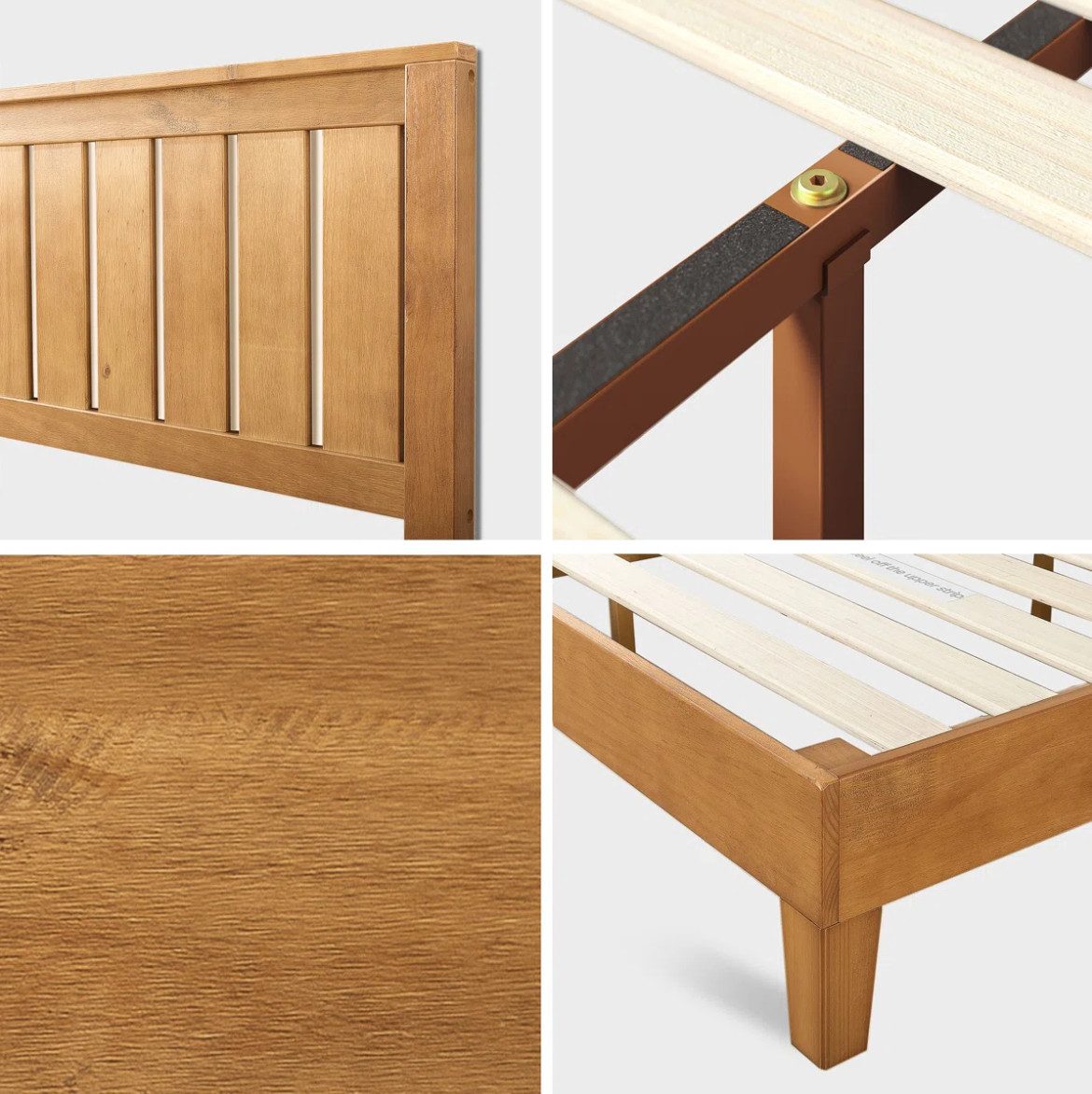 ZINUS Holzbett Alexis, Mid Century Design, modern und zeitlos, mit Kopfteil (Packung, aus Kiefernholz, 140x200 cm), inklusive Lattenrost aus Holz