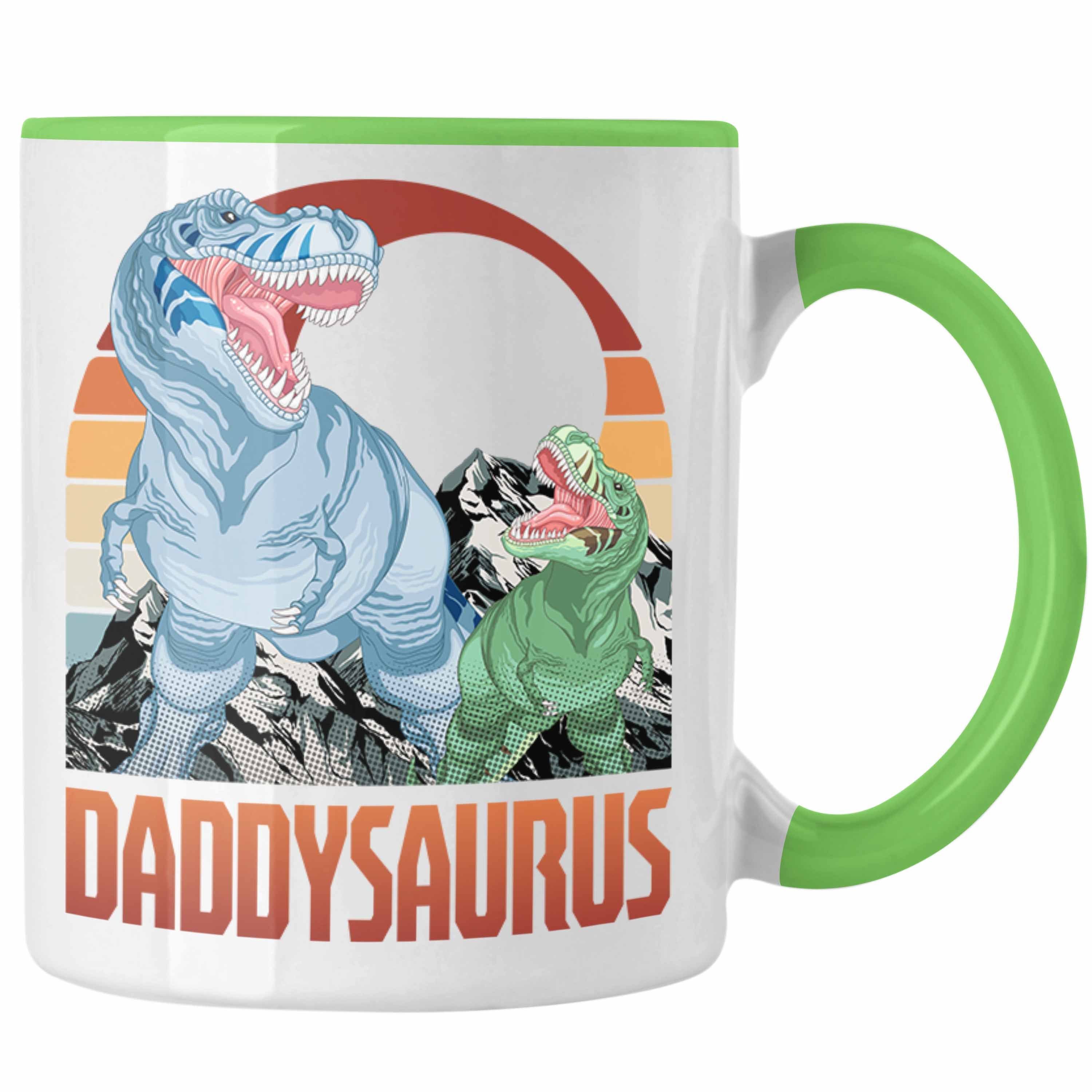 Trendation Tasse Daddysaurus Tasse Geschenk für Vater zum Geburtstag Weihnachten Vatert Grün