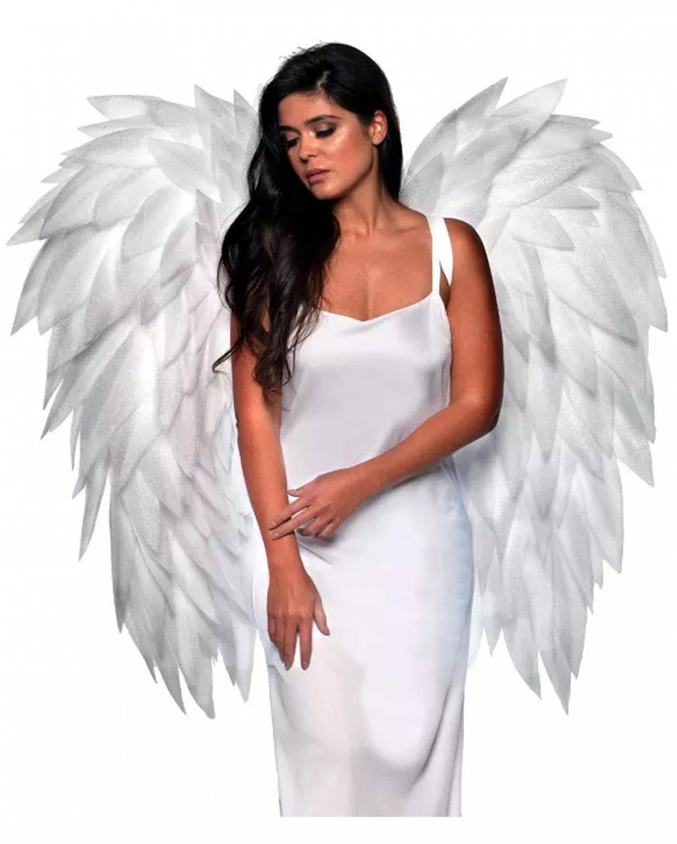 Horror-Shop Kostüm-Flügel Federlose Weiße Flügel 90 cm als vielseitiges Kost
