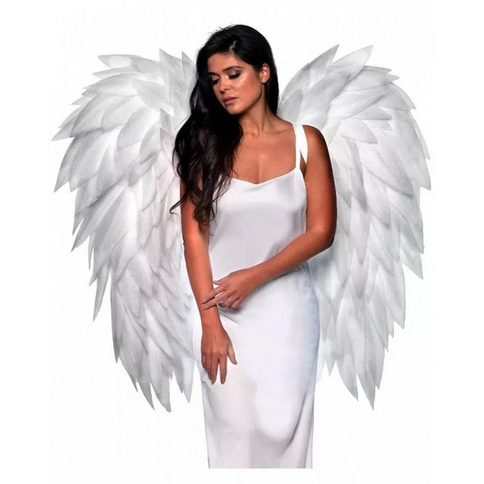 Horror-Shop Kostüm-Flügel Federlose Weiße Flügel 90 cm als vielseitiges Kost