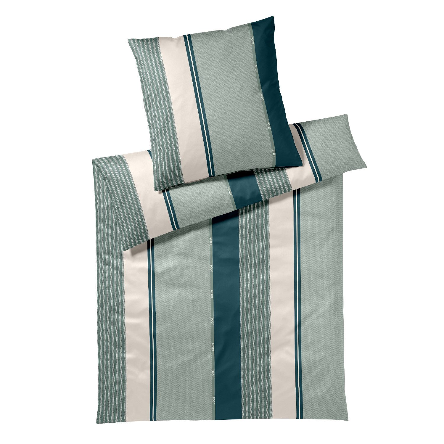 JOOP! Bettwäsche JOOP! Comfort Satin Bettwäsche Herringbone Stripes 4125-4 grün 135x200, Comfort Satin, 2 teilig, Mit Reißverschluss