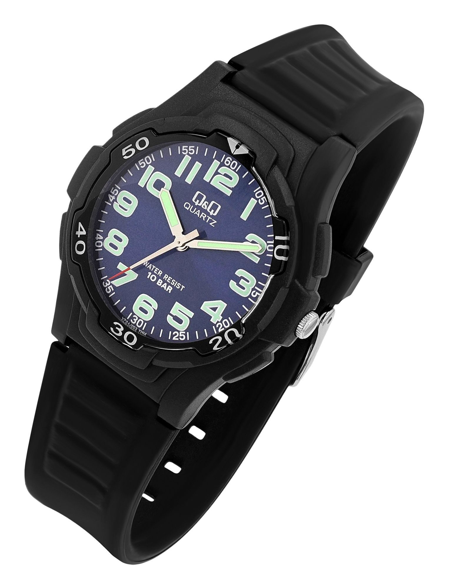 Q&Q Quarzuhr VP84J001Y Silikonarmband, 10 bar, schwarz/ weiß, sprtlich