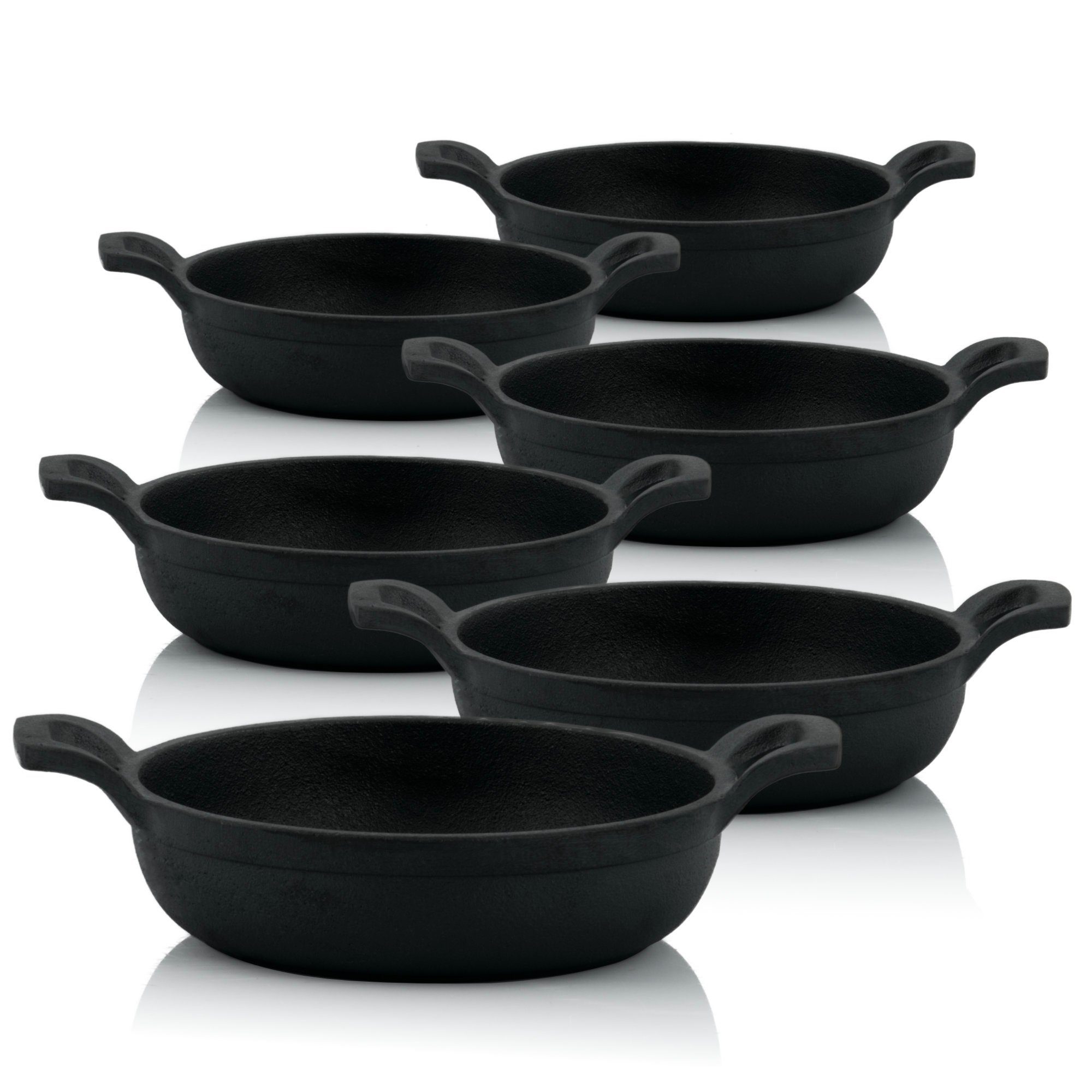 BBQ-Toro Grillpfanne Gusseisen Grillpfännchen (6-er Set), Ø 13 cm, Bereits eingebrannt, Gusseisen