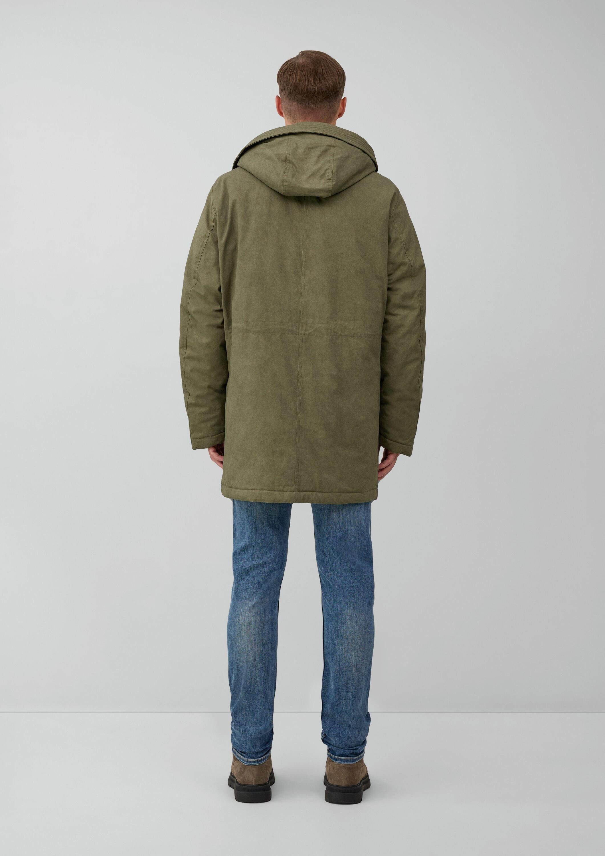 s.Oliver Funktionsjacke Outdoor-Jacke Gewaschener Baumwoll-Parka mit Teddyfutter-Kapuze