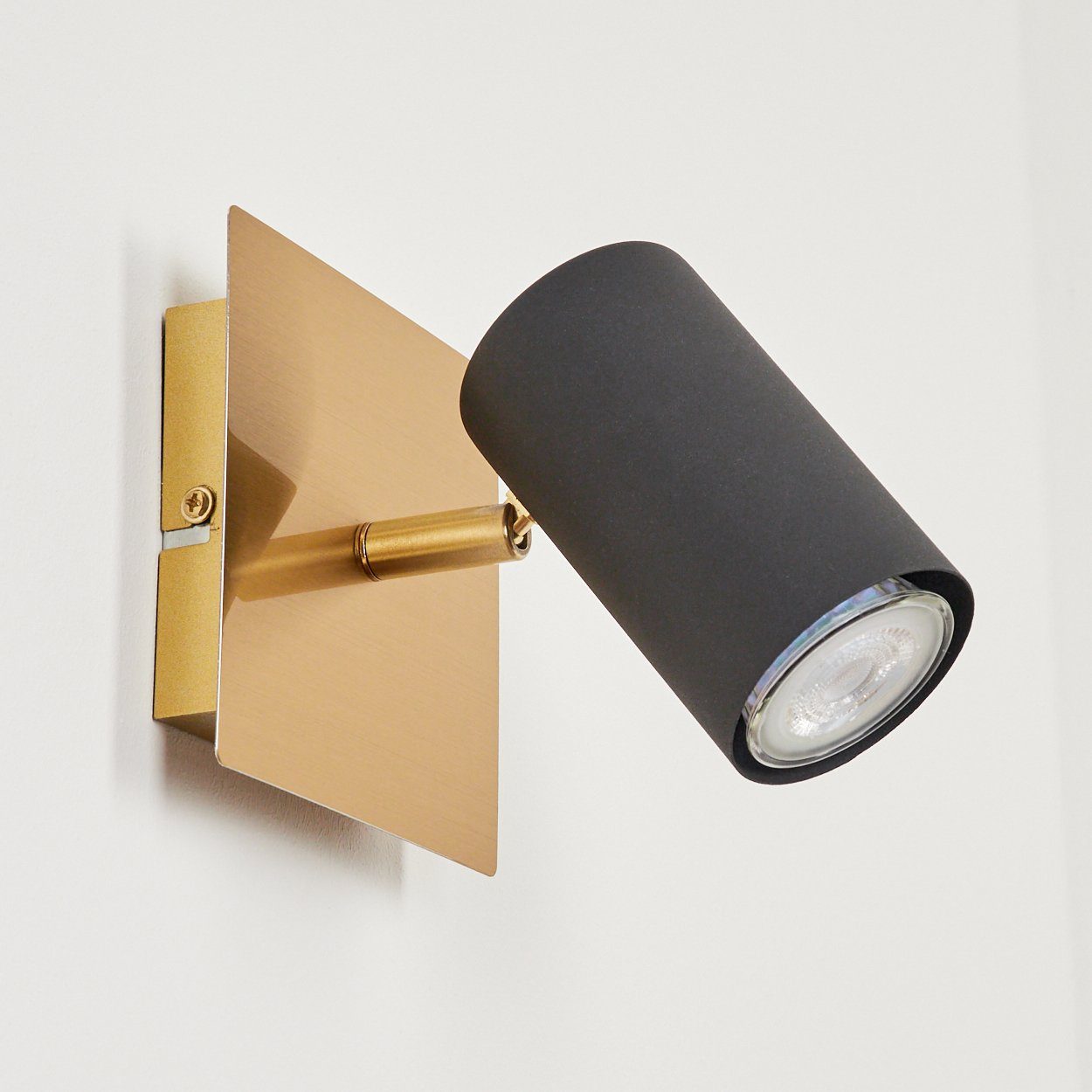 Wandlampe ohne »Godo« Gold/Schwarz, aus Leselampe Spot in verstellbare Wandleuchte 1xGU10, Moderne verstellbaren Leuchtmittel, mit hofstein Metall