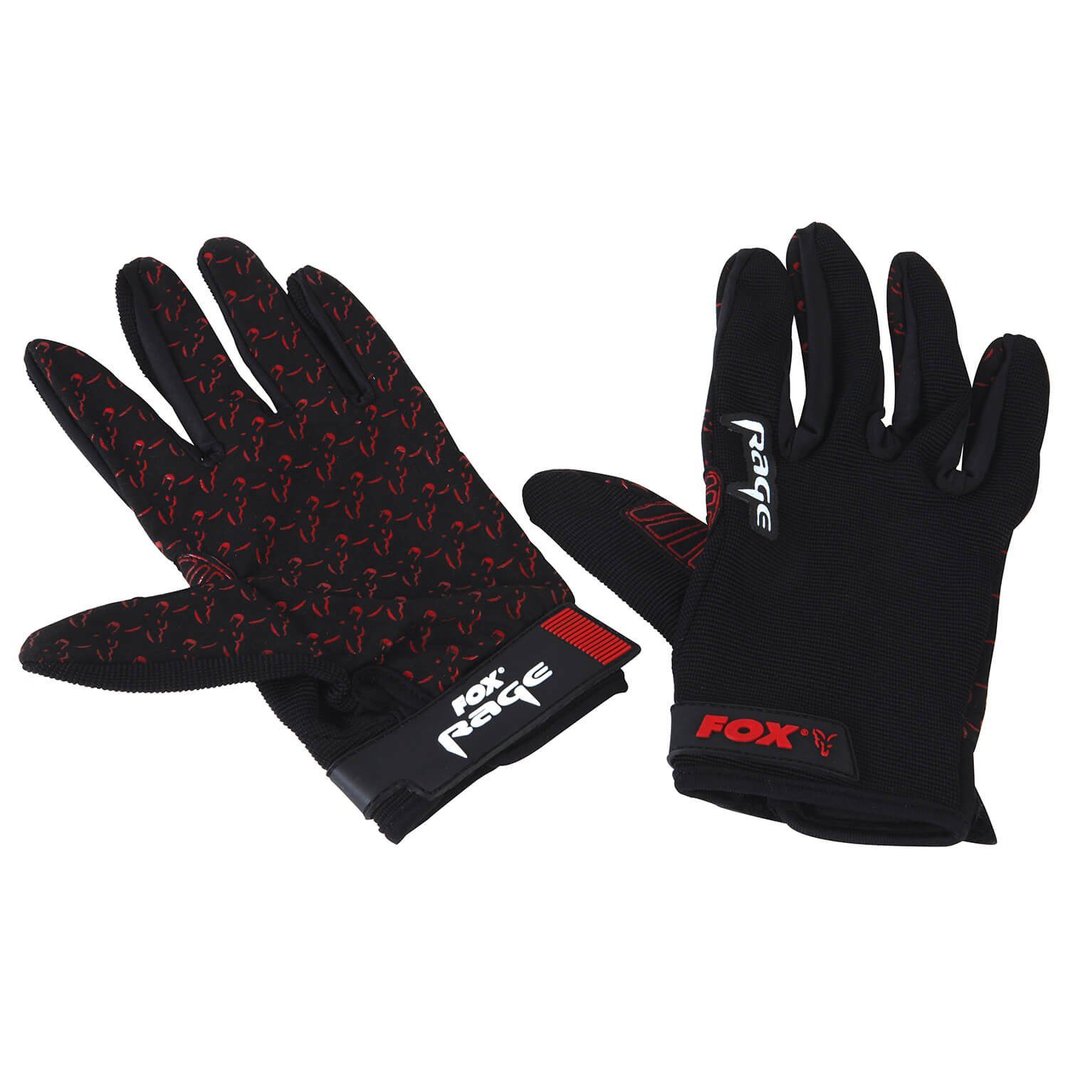 Fox Rage Angelhandschuhe Fox Rutschfest, schwarz Verstellbare Handschlaufe Angelhandschuh Power Grip Rage rot