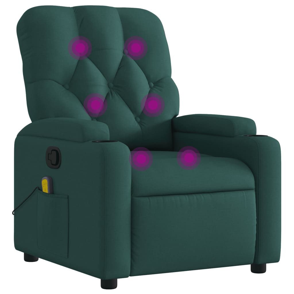 vidaXL Sessel Massage-Relaxsessel, dunkelgrüner Stoff (1-St)