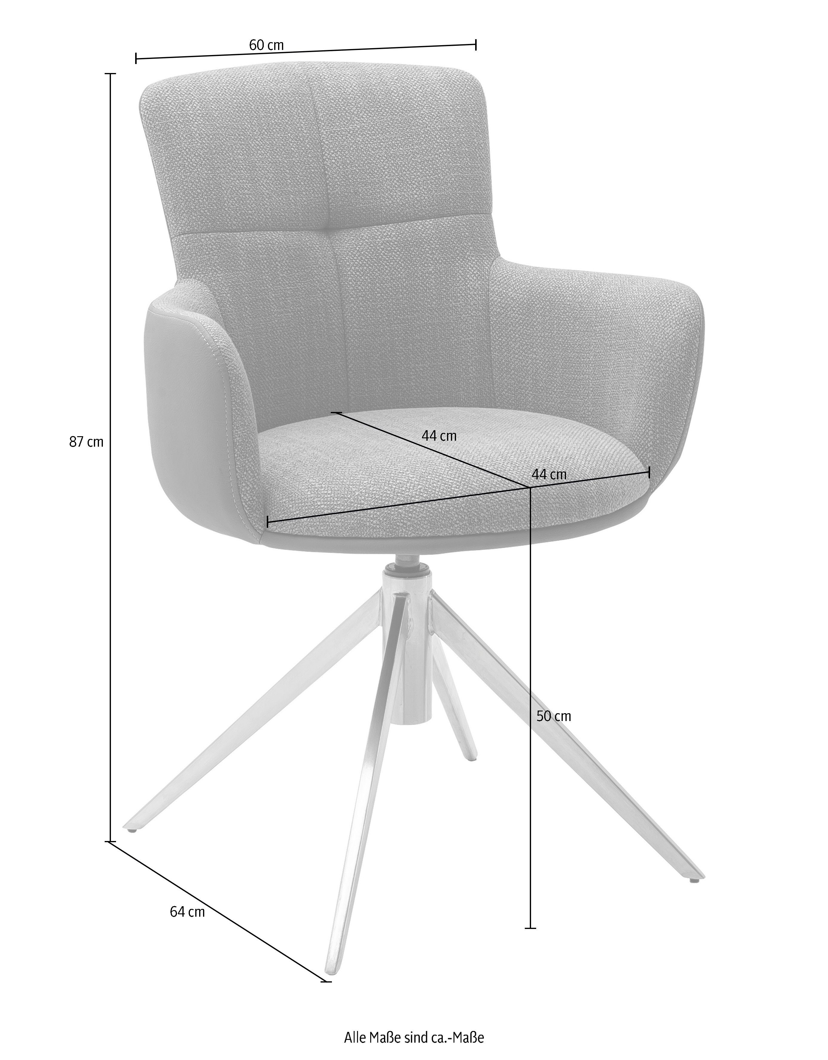 2er | bis 2 Esszimmerstuhl Nivellierung, drehbar 120 Edelstahl furniture Set Merlot gebürstet Materialmix, Stuhl Merlot St), mit | 360° Mecana kg (Set, MCA