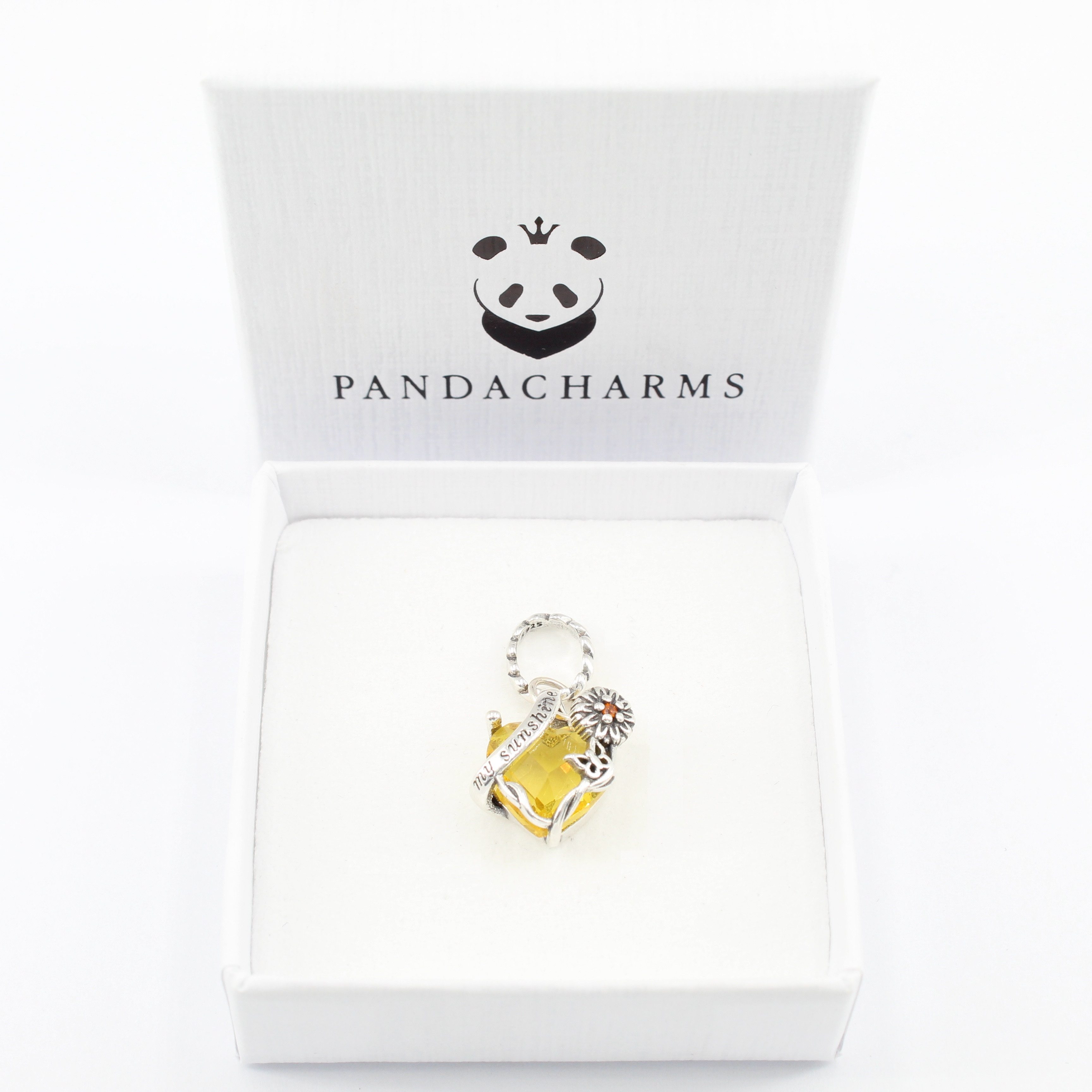 PANDACHARMS Bead Bernsteinfarbenes Sunshine Herz Charm Anhänger, 925er Silber – Bild 2 von 3