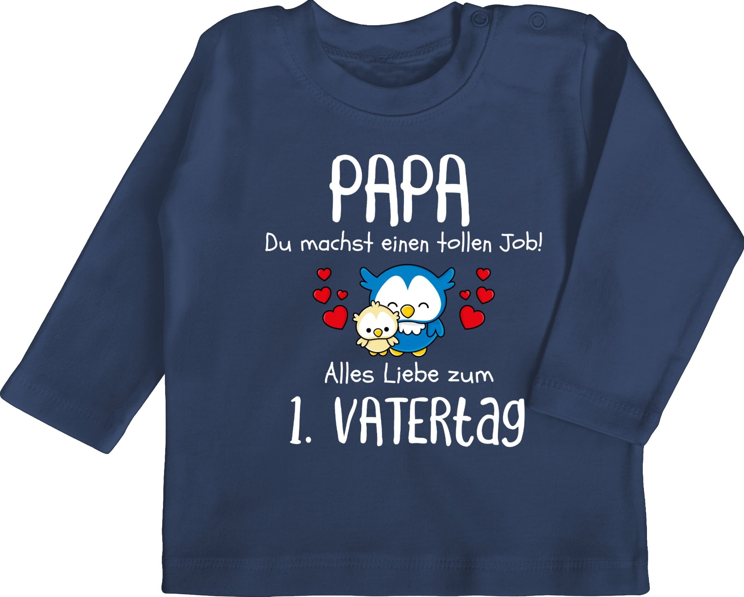 Shirtracer T-Shirt Navy du 1. Papa 1 Job einen Vatertag tollen Vatertag Baby Blau machst - Geschenk