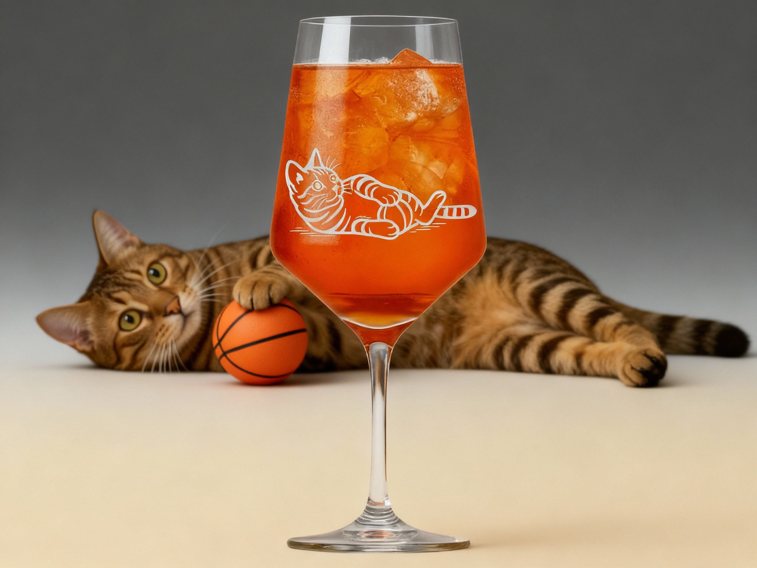 eXODA Weinglas Motiv niedliche Katze beim Spielen mit Gravur, 1-tlg., Glas, Atemberaubende Darstellung