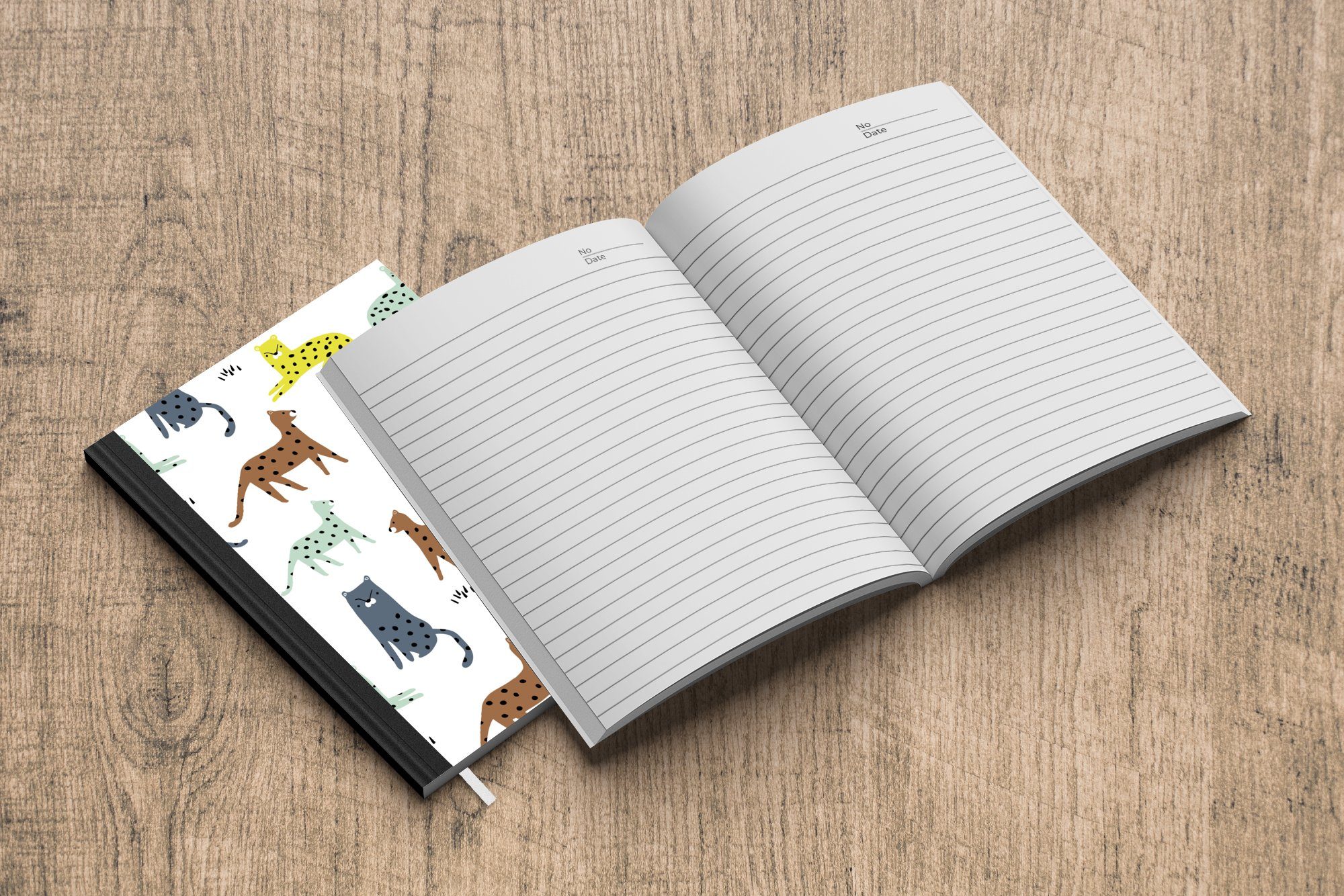 MuchoWow Notizbuch Dschungel Journal, Katze Merkzettel, Farben, Notizheft, Tagebuch, Haushaltsbuch Seiten, A5, - - 98