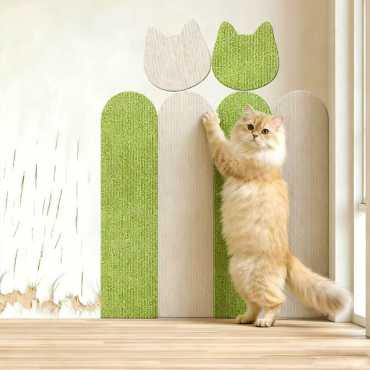 Agger Kratzbrett Wand-Kratzbrett für Katzen, Kratzschutz-Wandpaneel für Katzenpfoten, Kletter-Kratzbrett für Katzen, selbstklebendes dekoratives Wandpaneel