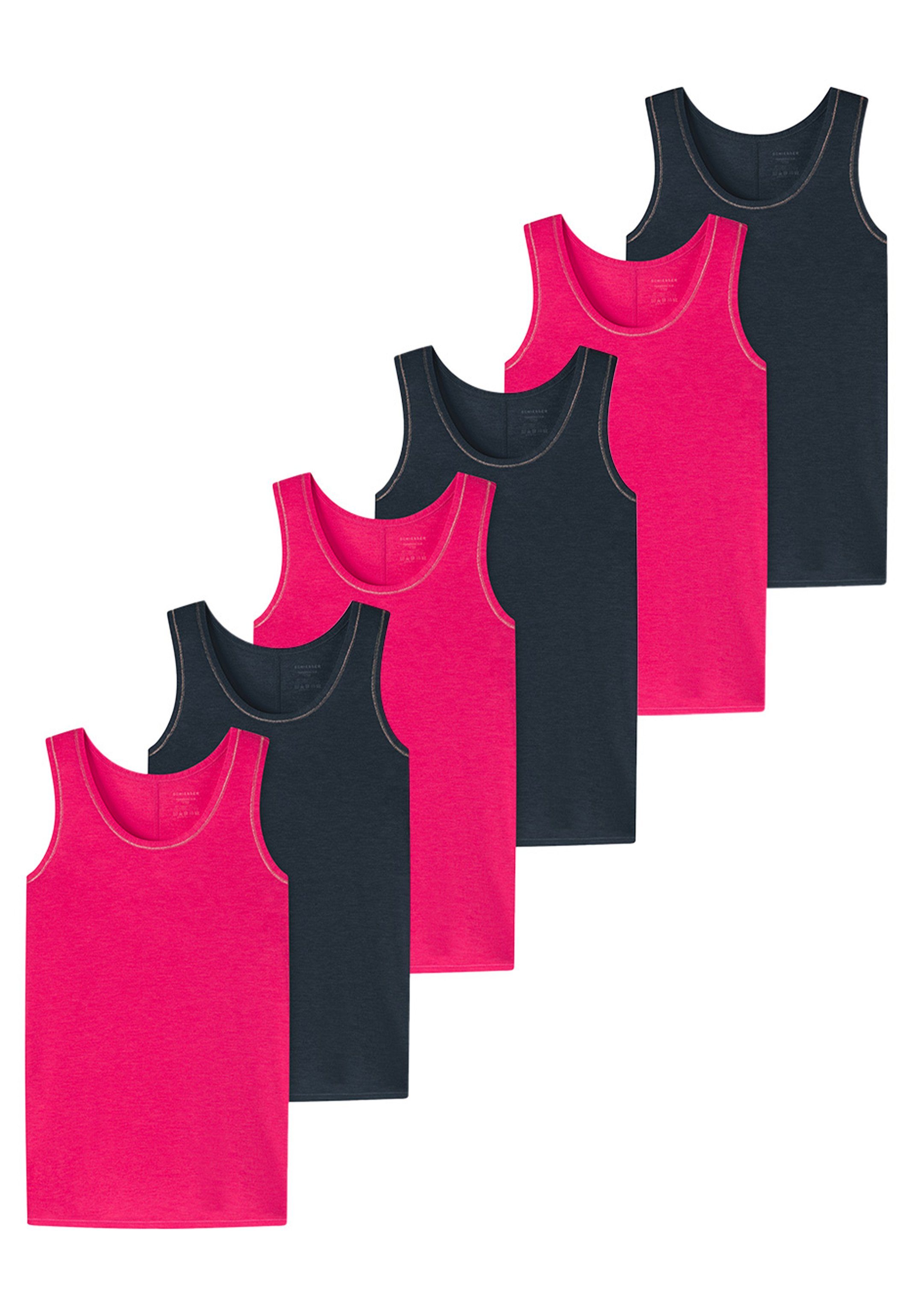 6-St) / - Unterhemd Ohne Dunkelgrau / störende Pink (Spar-Set, - (HW23) 6er Top Personal Unterhemd Pack Seitennähte 909 Schiesser Fit