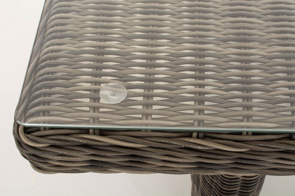 CLP Gartentisch Fisolo mm 5 grau-meliert Sicherheitsglas Polyrattan, Glasplatte